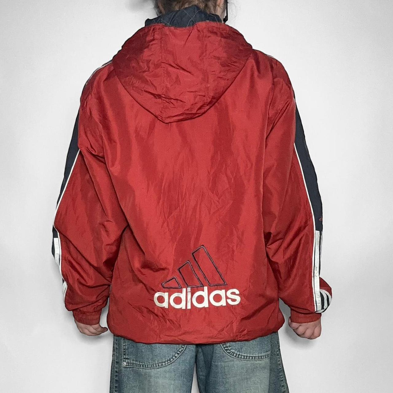 Vintage 90s Adidas red zip up streetwear windbreaker jacket