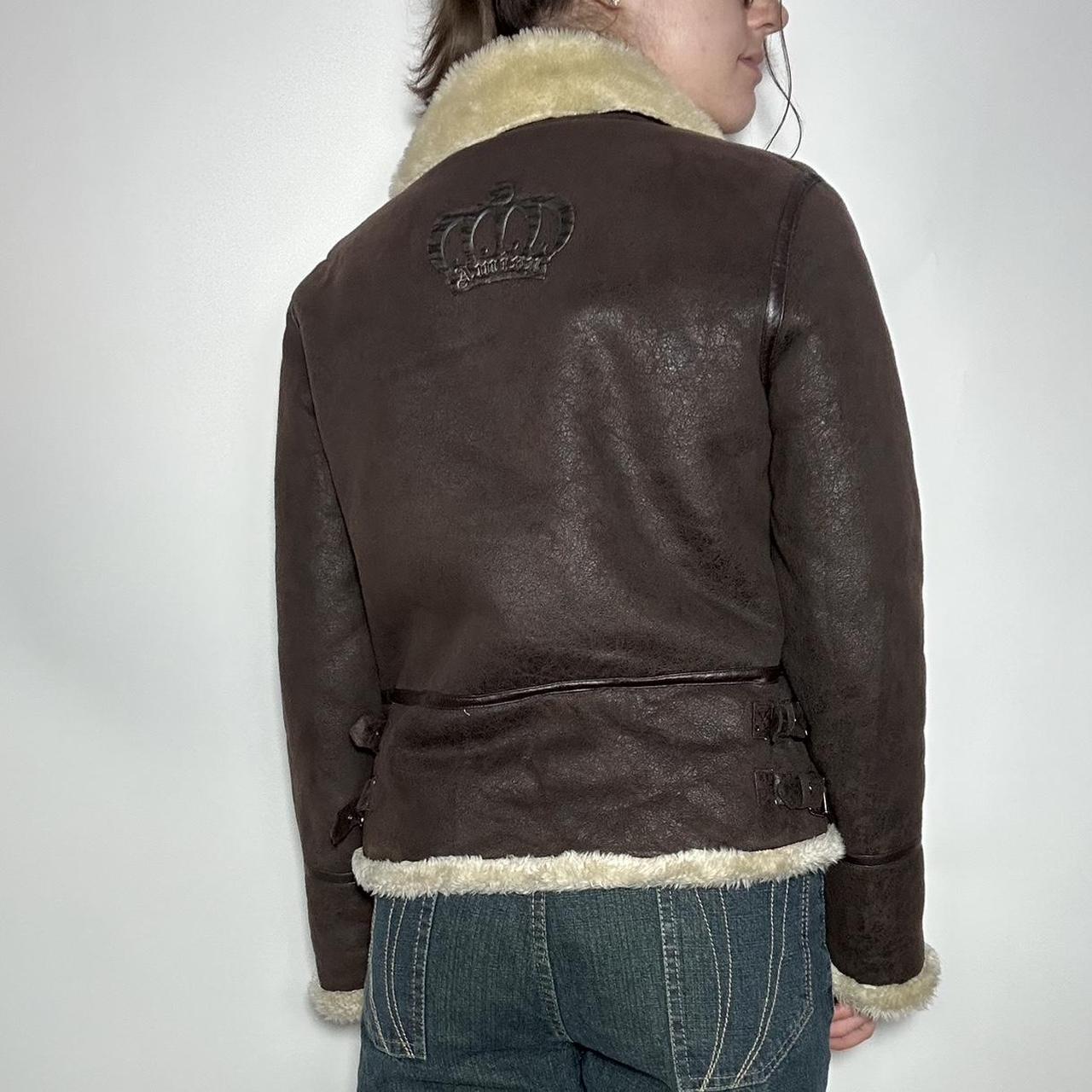 Vintage 90’s deadstock chocolate brown panelled faux suede Afghan shearling Penny Lane style coat wi