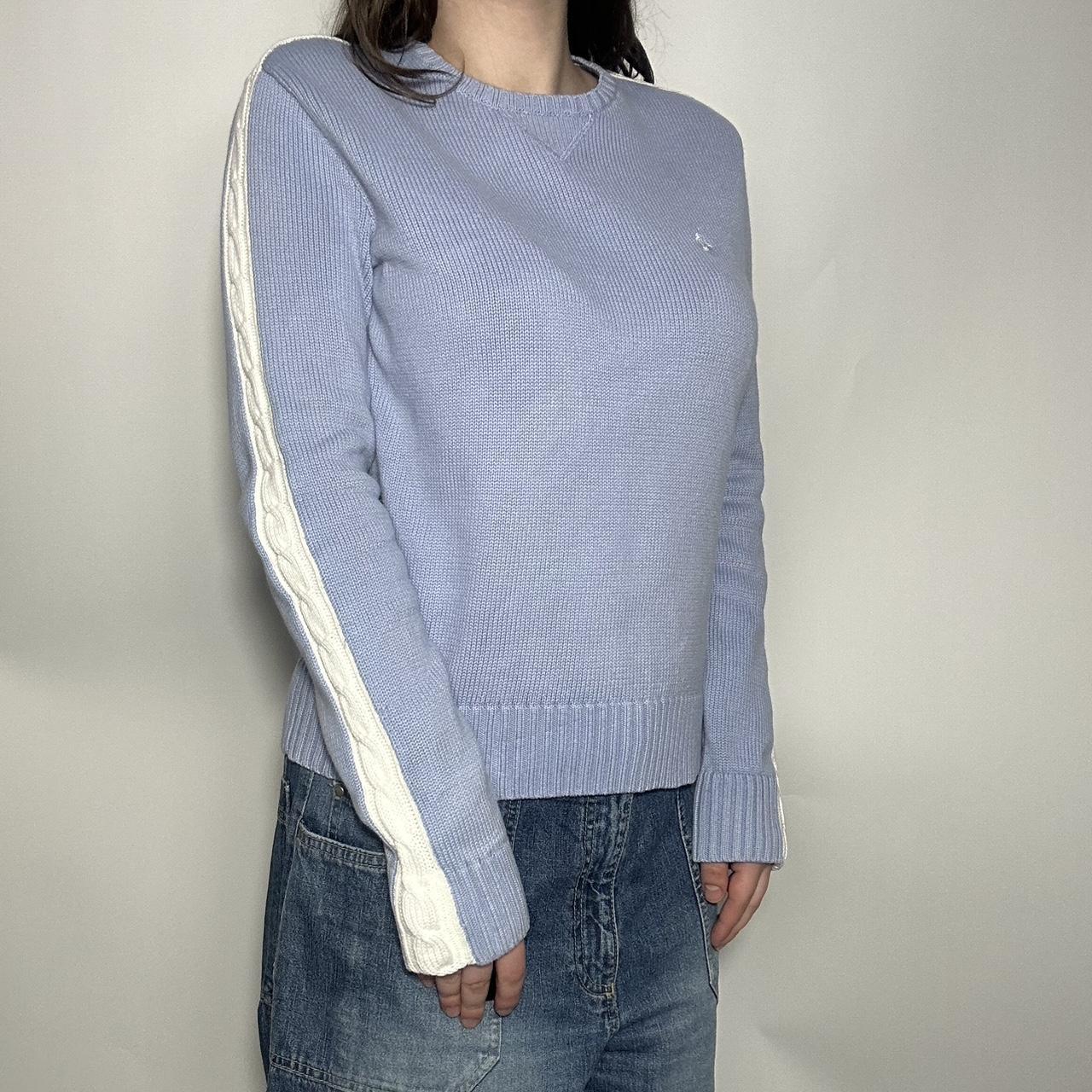 Vintage 90s authentic Polo Ralph Lauren Golf baby blue and white cable knit crew neck slightly cropp