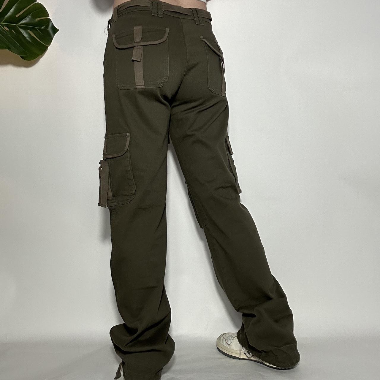 Vintage 90s adjustable drawstring waist cargo parachute pants trousers with cargo pockets