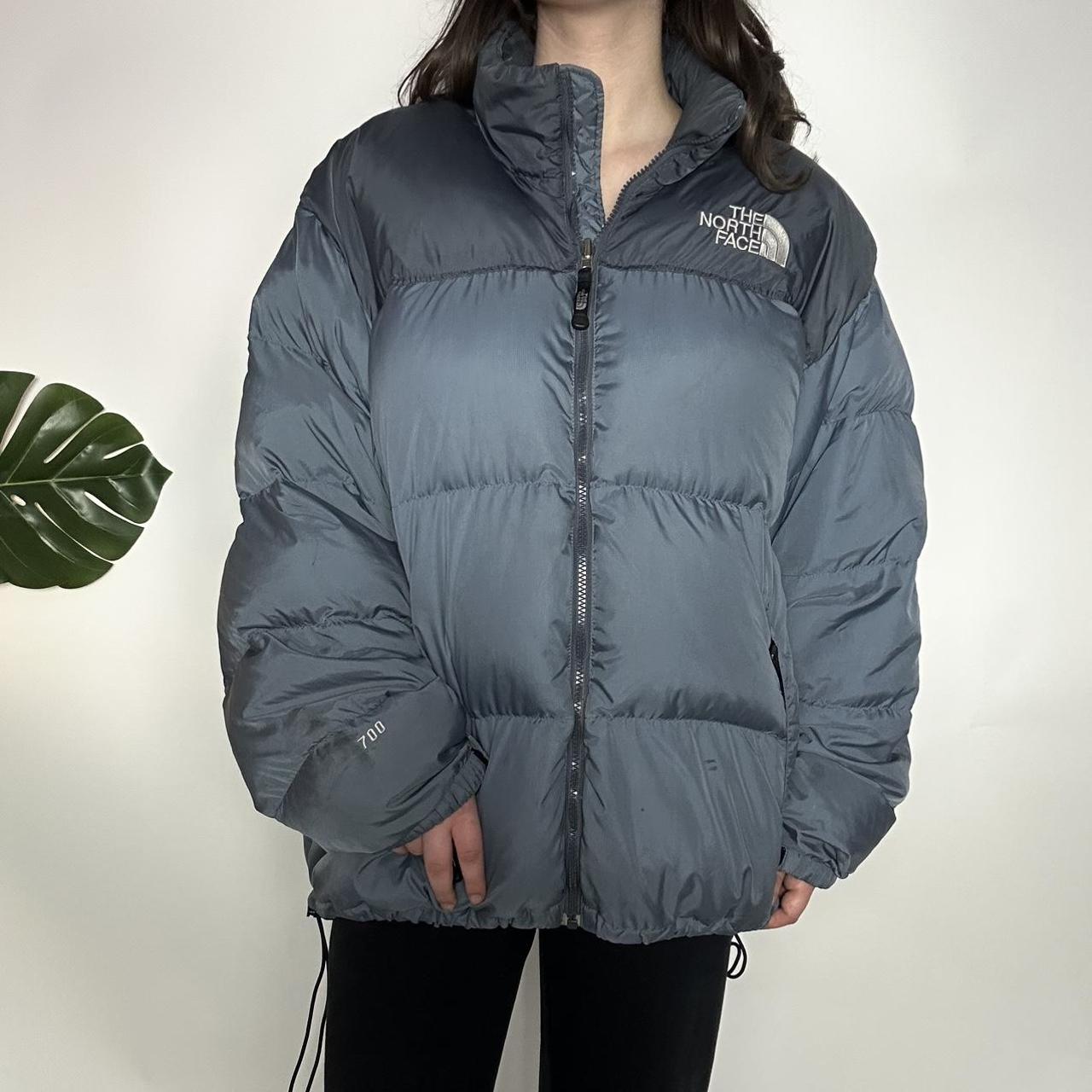 THE NORTH FACE 1996 NUPTSE 700- vintage puffer jacket in grey/blue with an embroidered white TNF spe