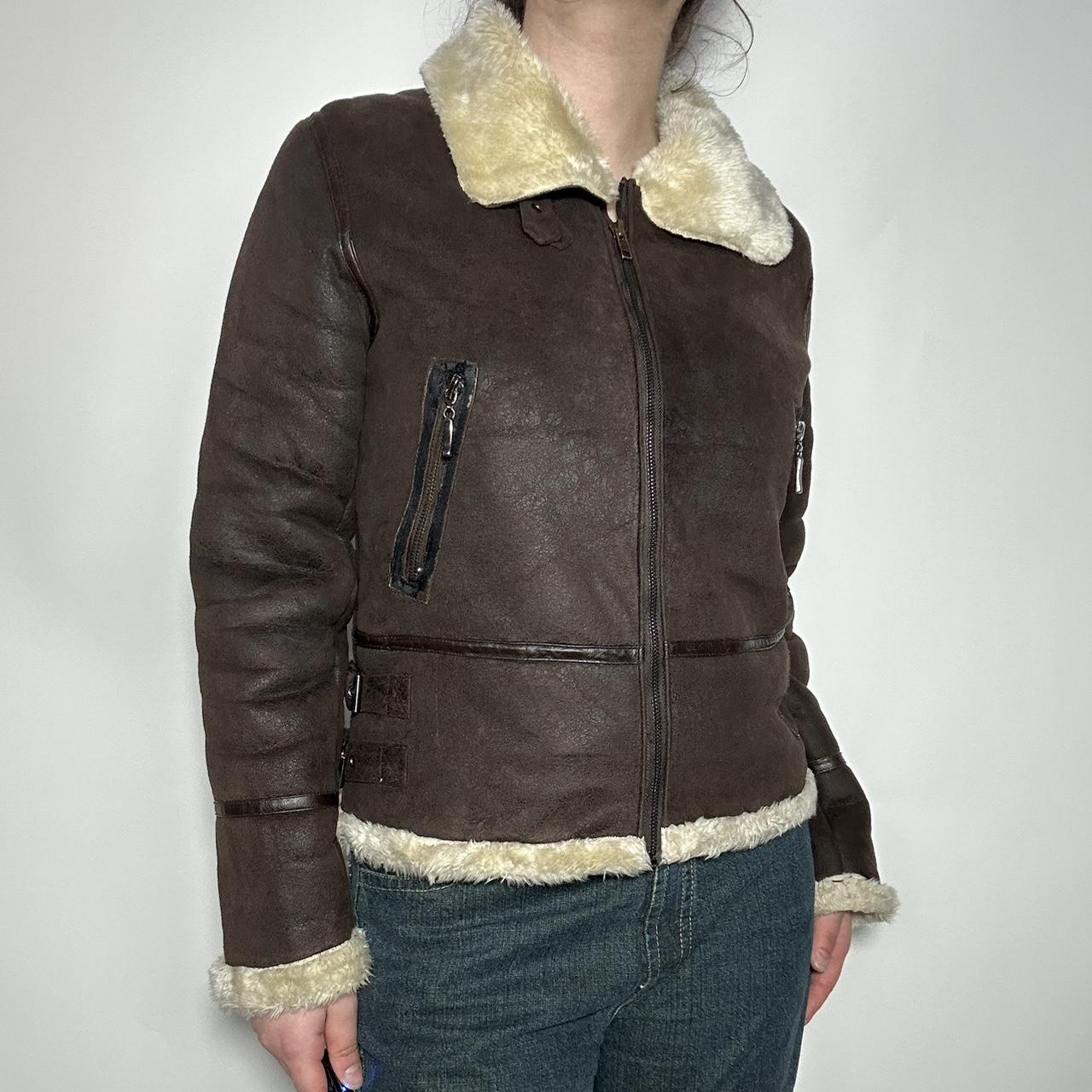 Vintage 90’s deadstock chocolate brown panelled faux suede Afghan shearling Penny Lane style coat wi