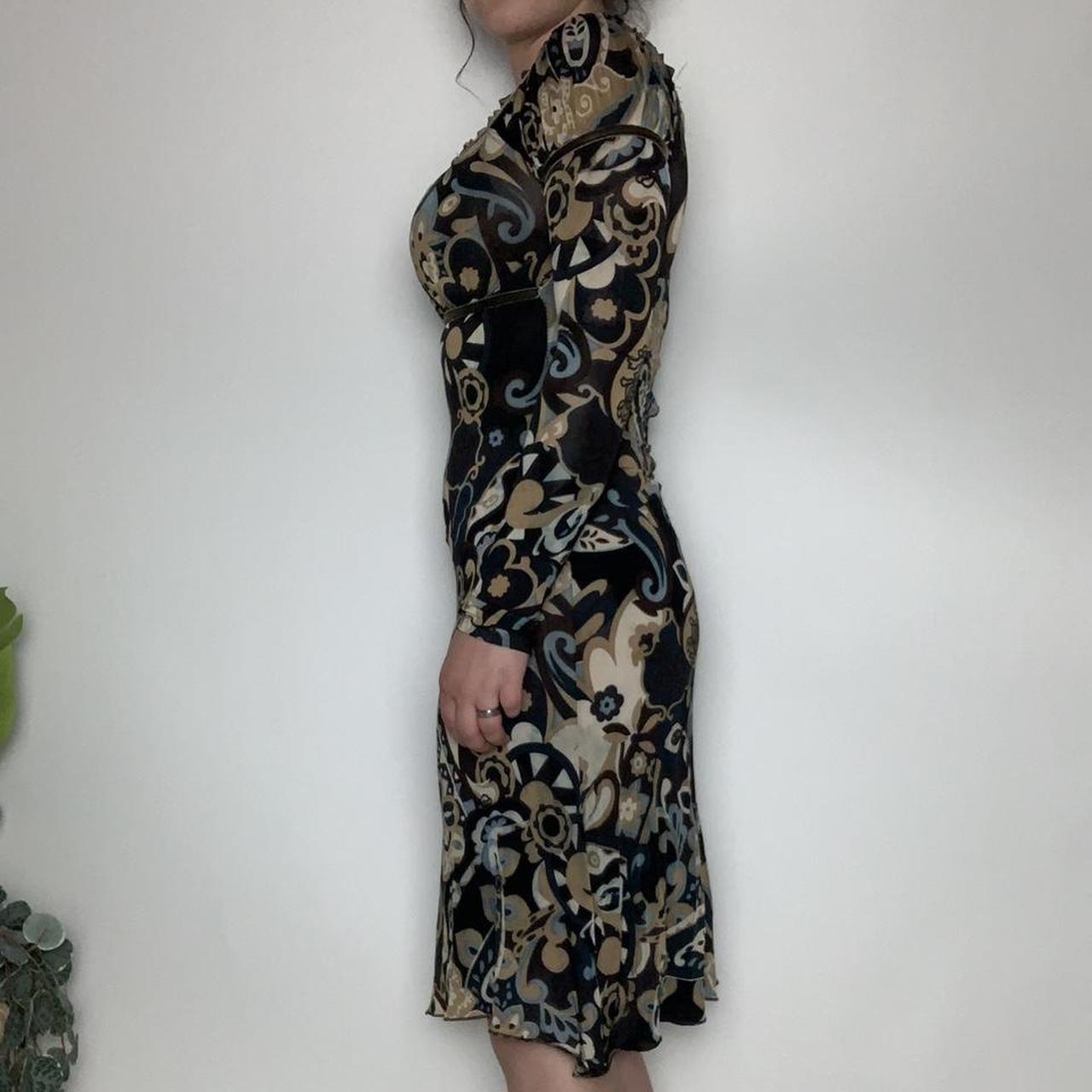 Y2K COOL GIRL 🧞‍♀️ vintage y2k brown floral midi bodycon dress