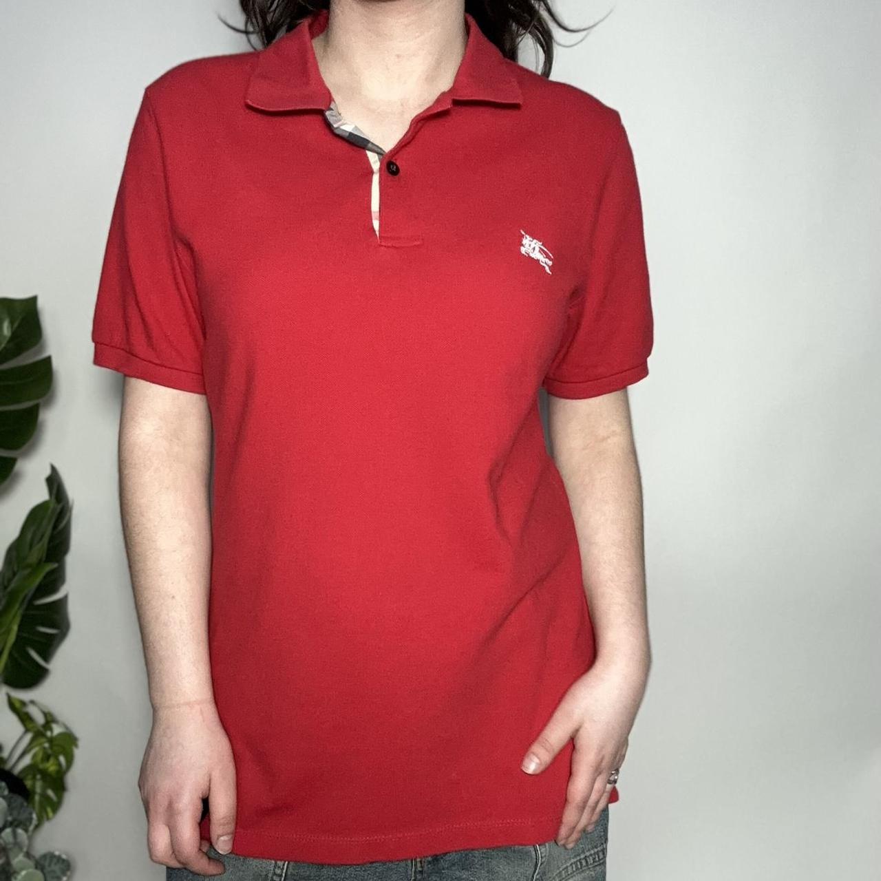 Vintage 90s Burberry red polo shirt