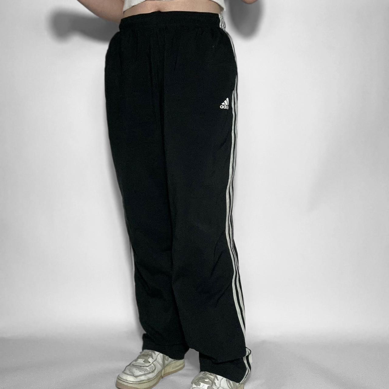 Adidas vintage y2k black and white wide leg track pants