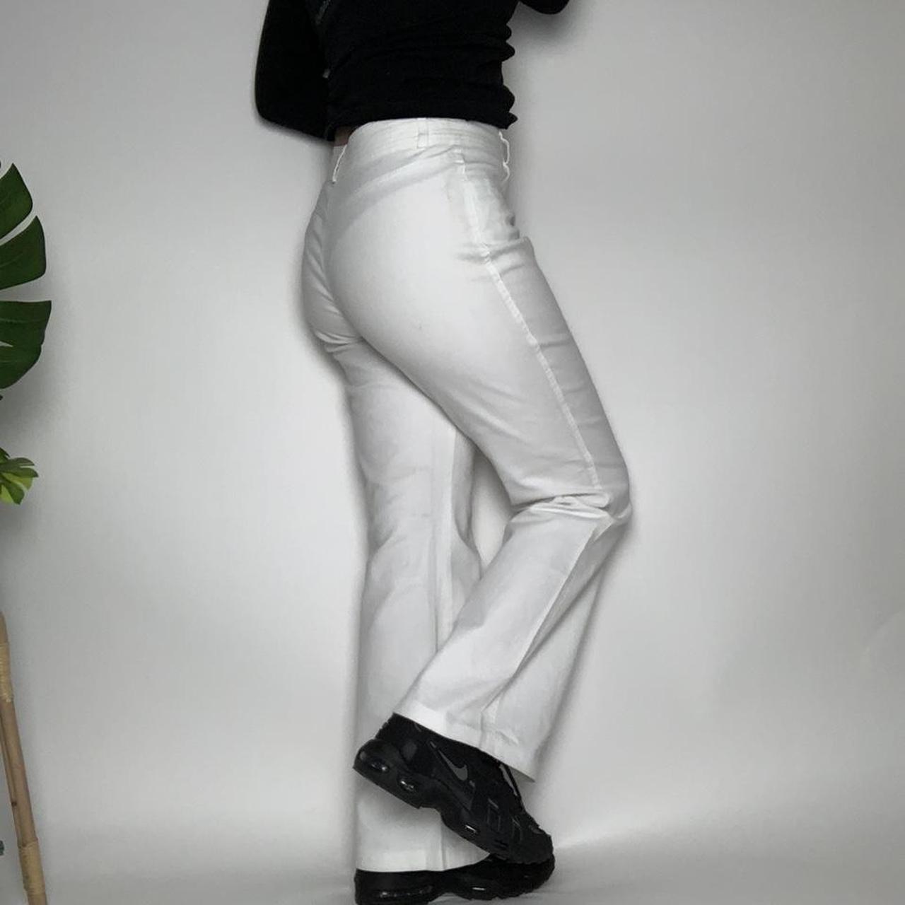 Vintage y2k white low-waisted linen flared trousers