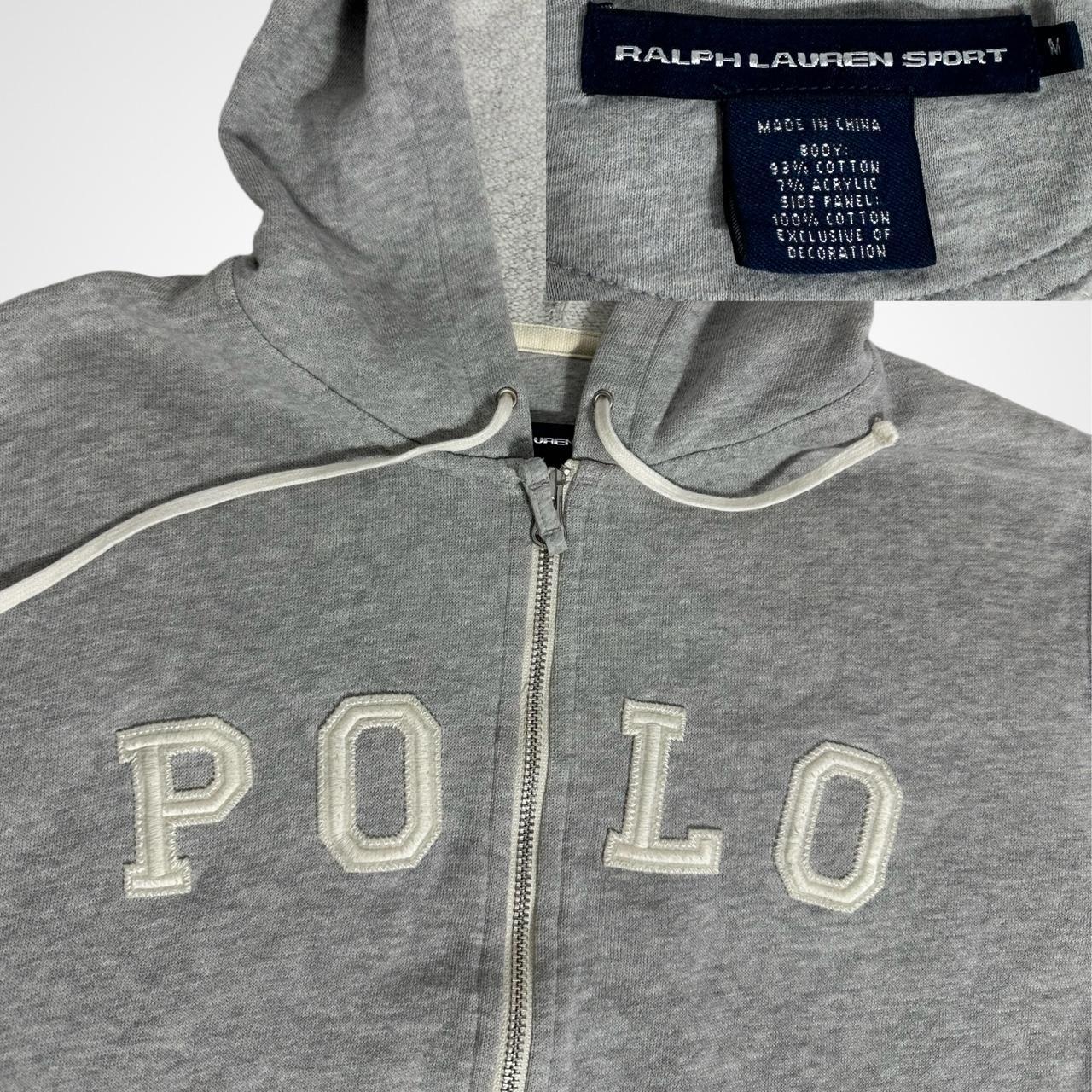 Vintage y2k Polo Ralph Lauren grey and white zip up hoodie
