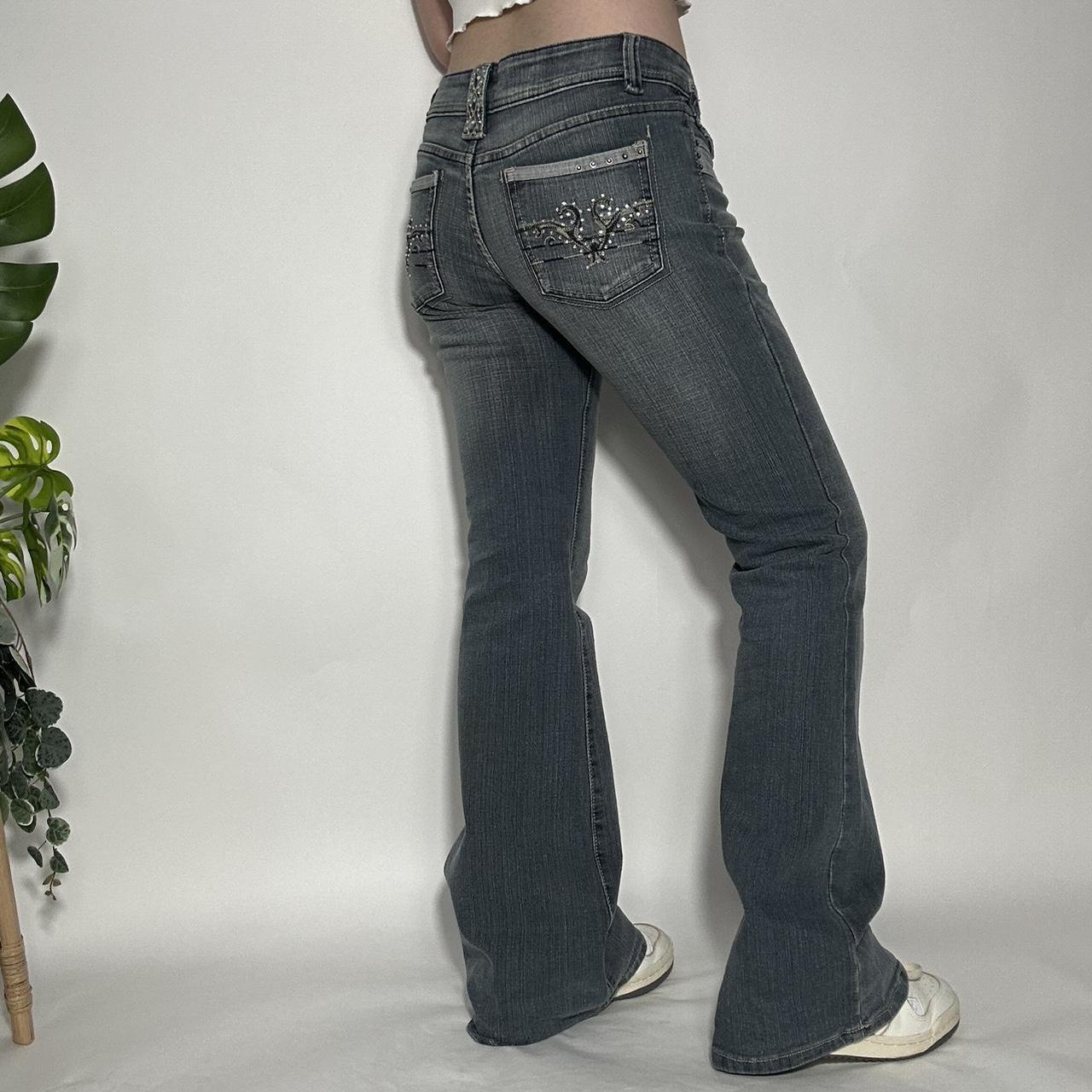 Bay y2k grey denim studded flared jeans