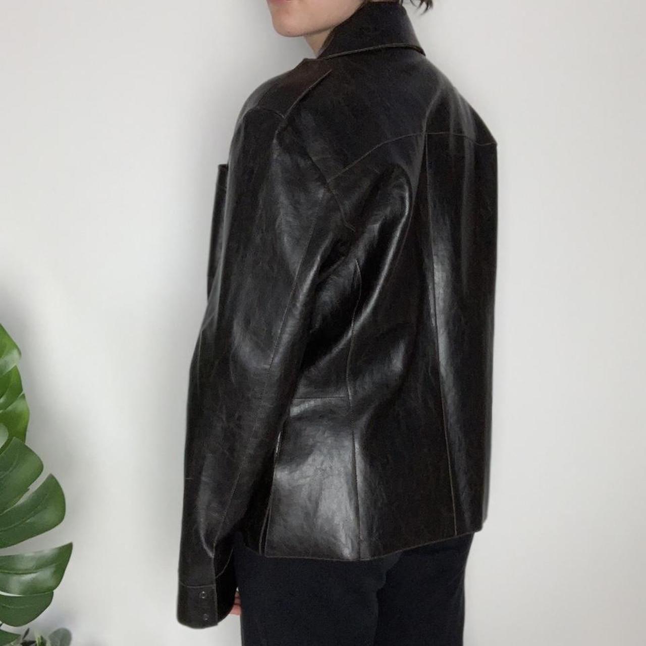 Vintage 90s Italian brown vegan leather blazer jacket
