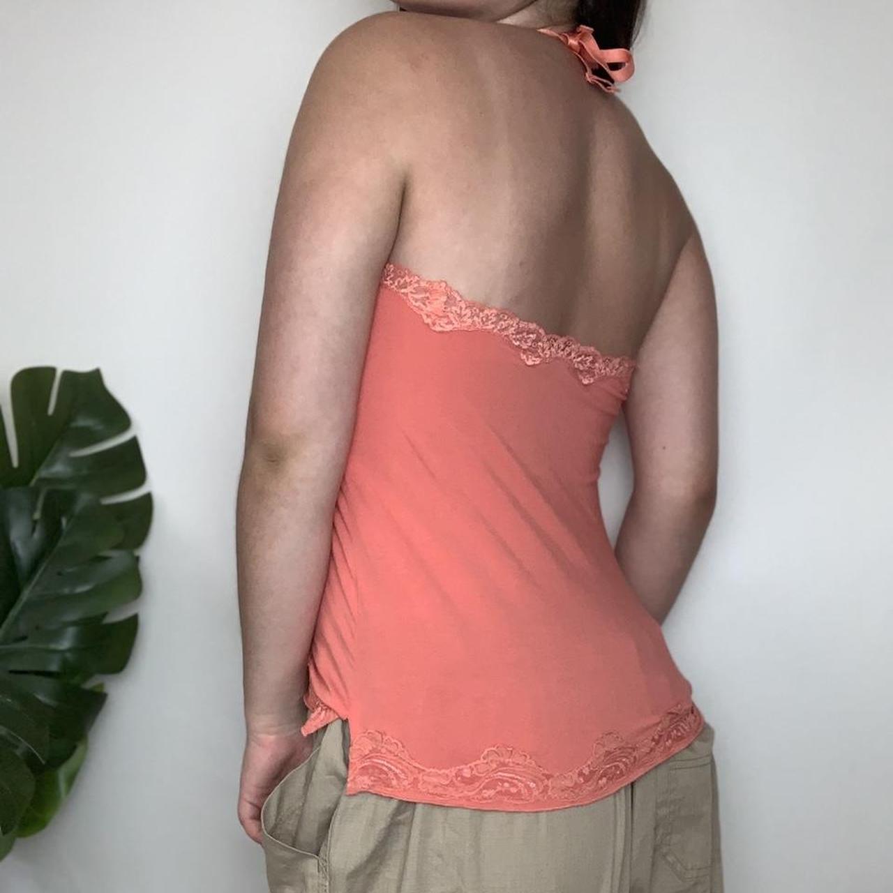 HOLIDAY HEATWAVE 🌴 Orange lace trim true vintage y2k halter neck top