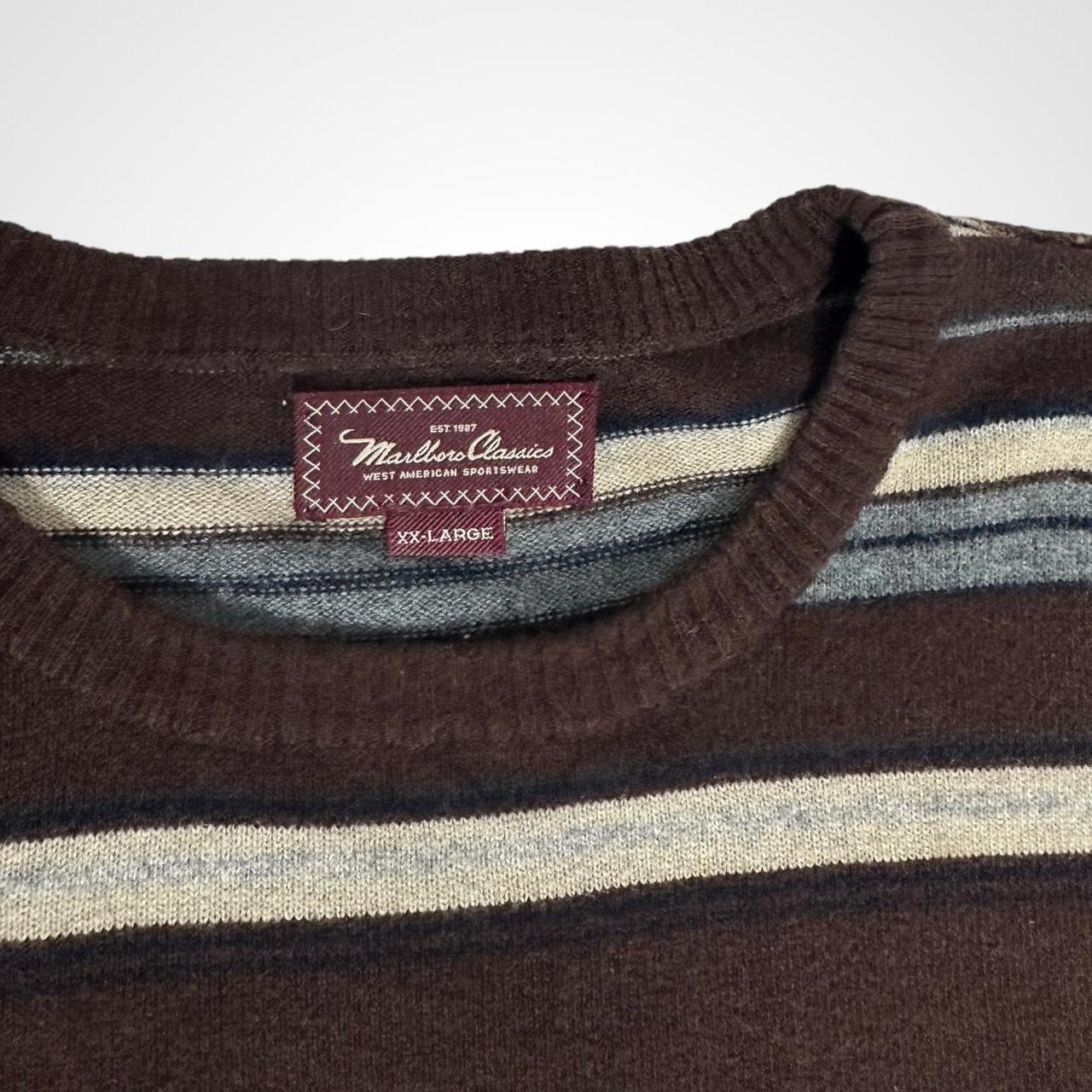 Vintage 90s Marlboro Classics brown striped oversized jumper