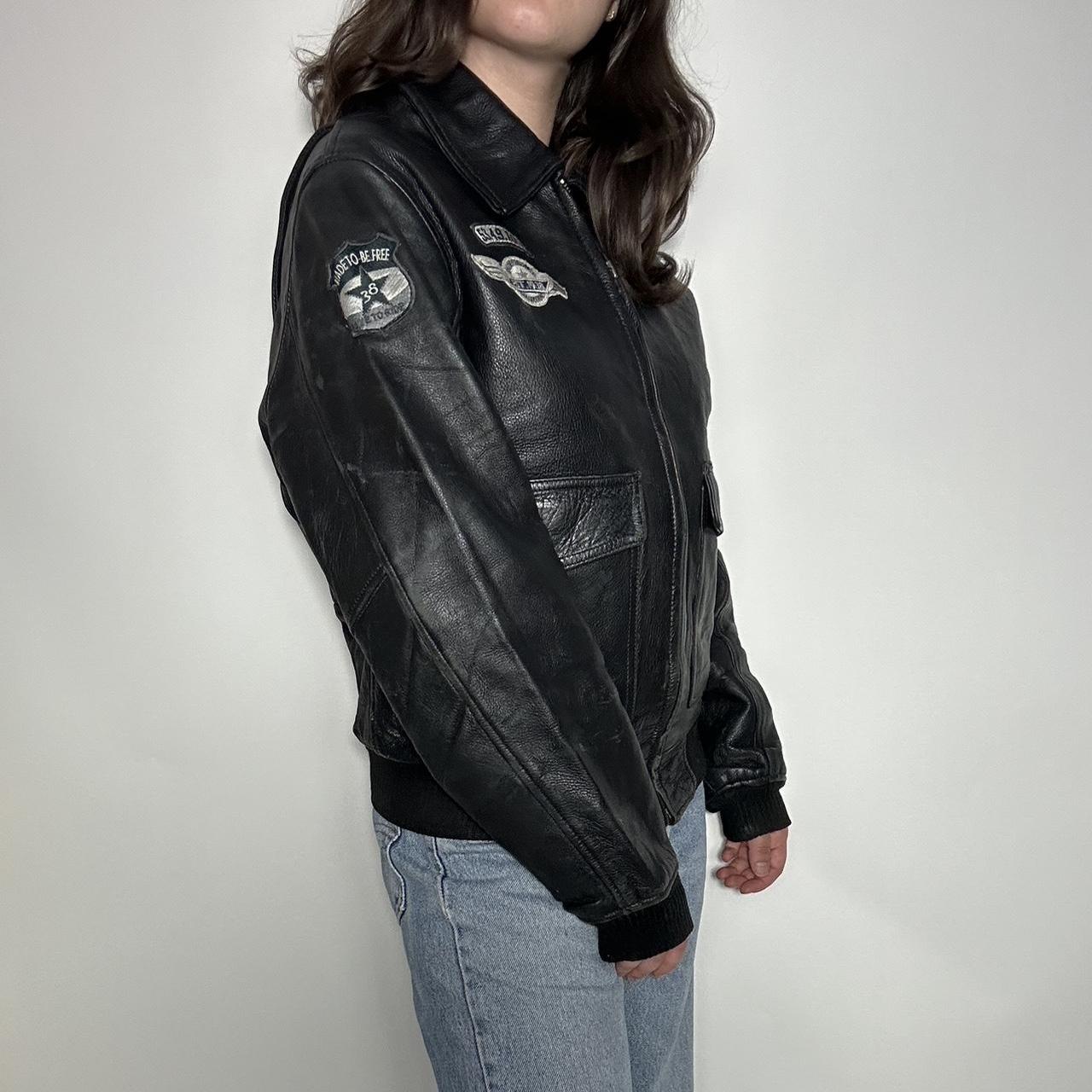 Vintage 90s black leather bomber jacket