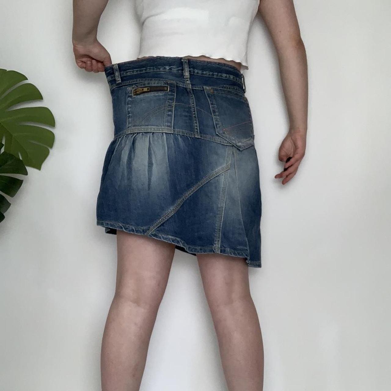Cute vintage y2k denim button up asymmetrical mini skirt