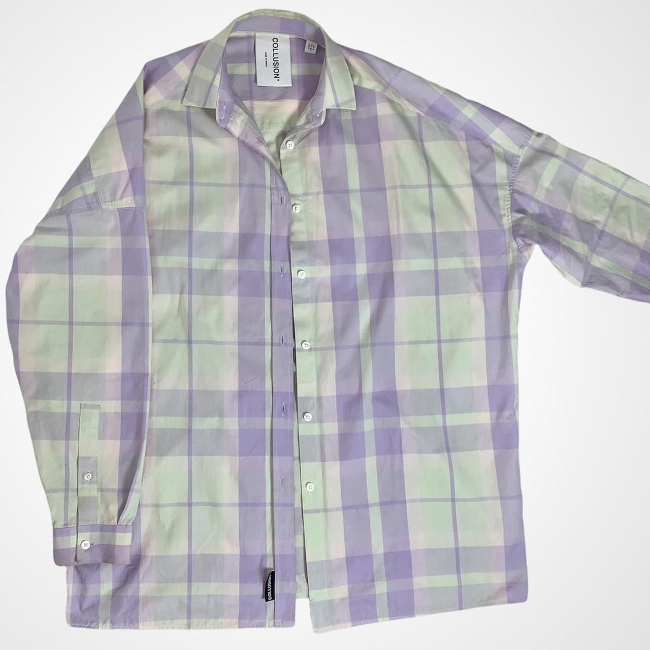 Green and purple checked ASOS Collusion 90s style button up shirt