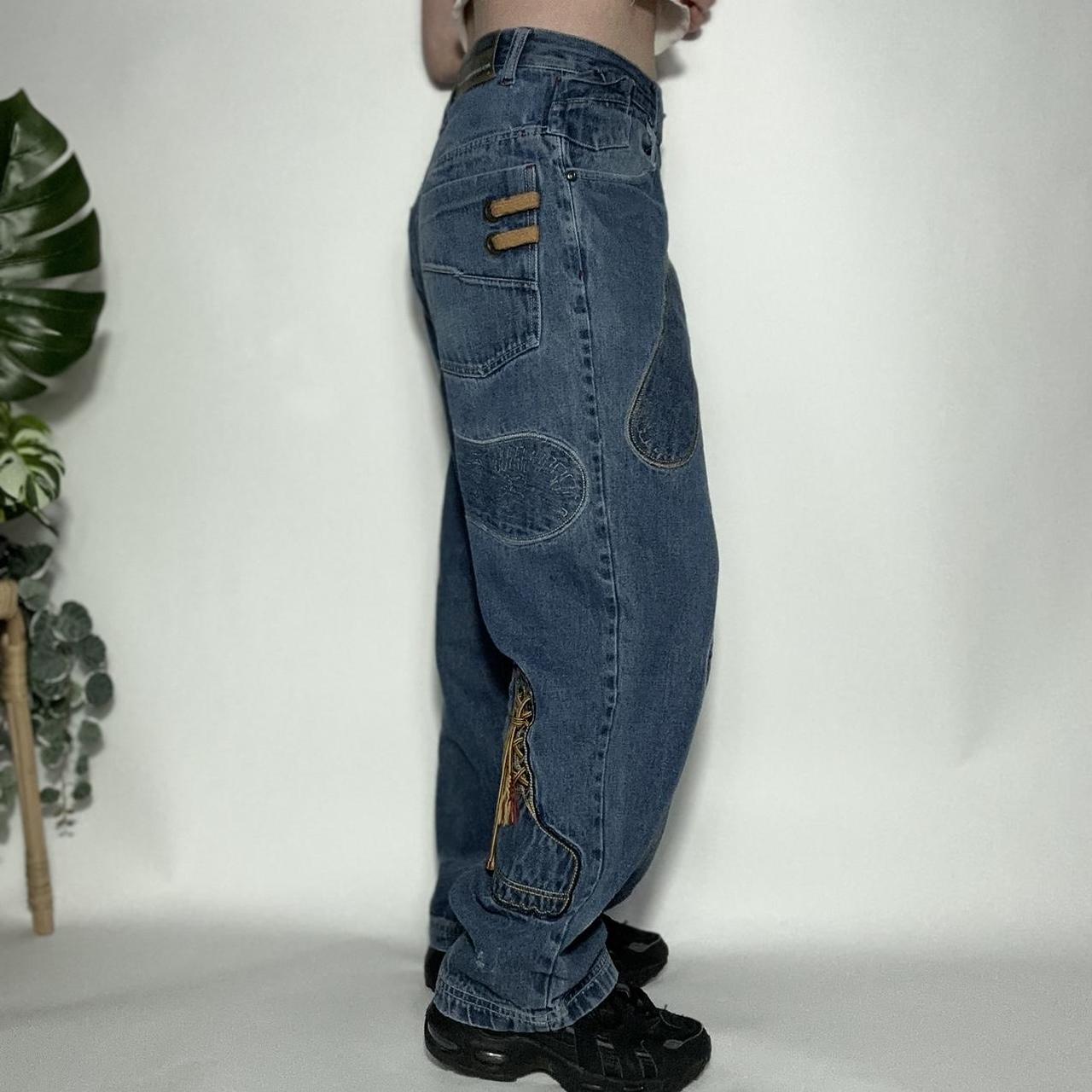 Vintage 90s Raw Blue baggy jeans with Timberland boot graphic