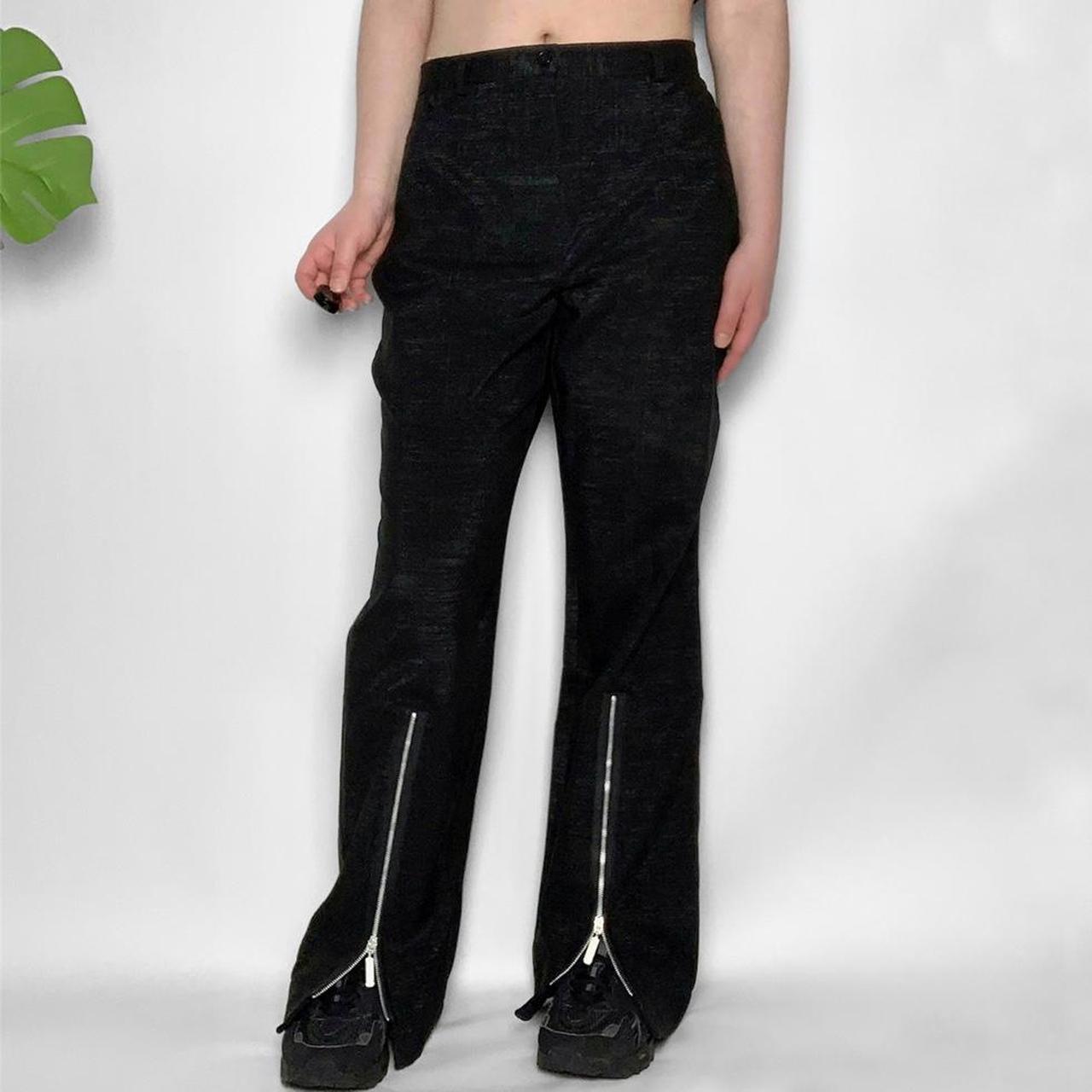 Vintage 90s black stretchy trousers with zip detailing