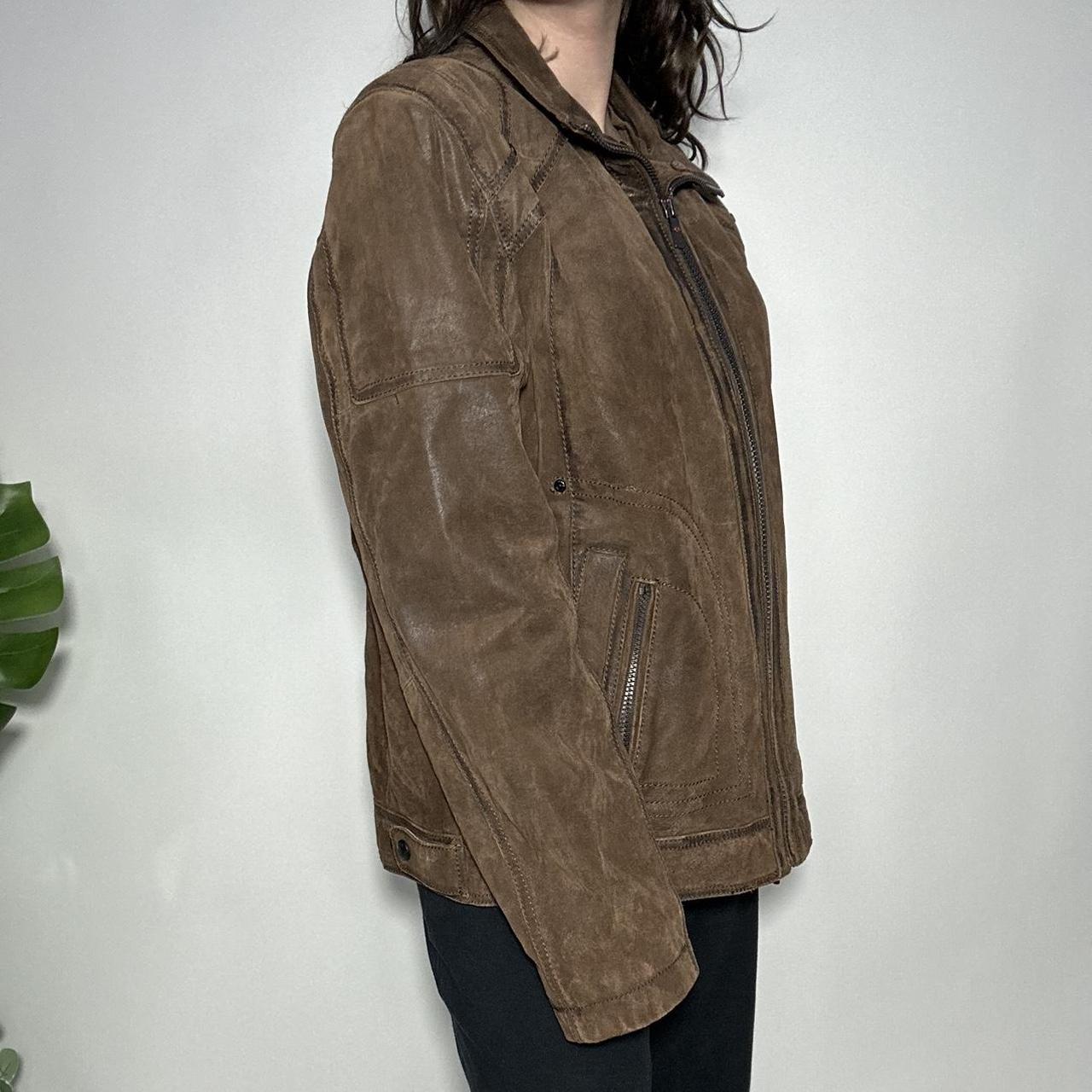 Vintage 90s chocolate brown leather motorcycle jacket