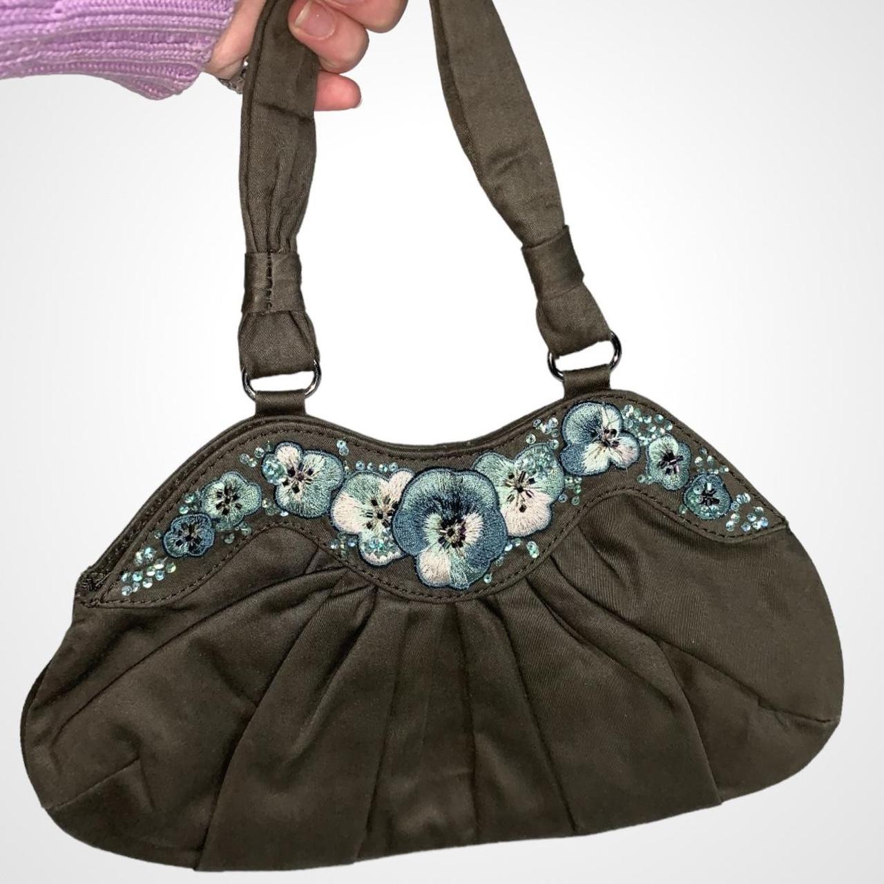 Vintage y2k fairycore shoulder bag with flower embroidery