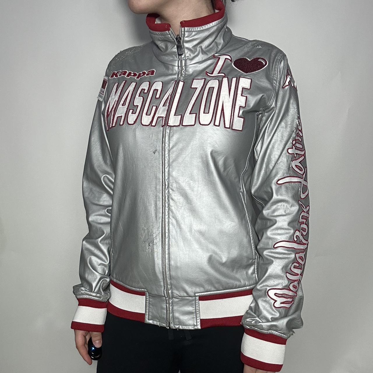 Vintage Y2k silver faux leather bomber racer jacket