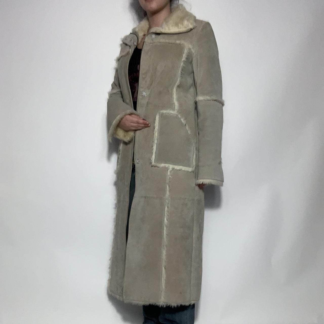 Vintage y2k deadstock fur trim real suede long Afghan Penny Lane coat