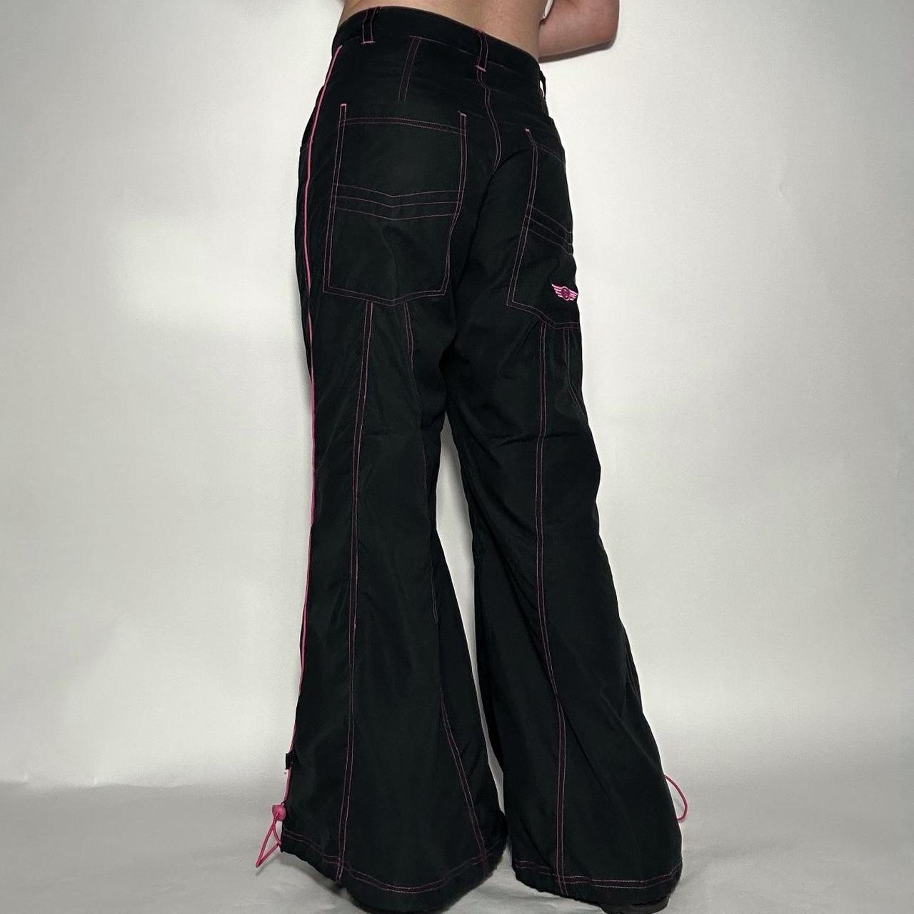 Soho’s vintage 90s raver black and pink wide leg parachute pants