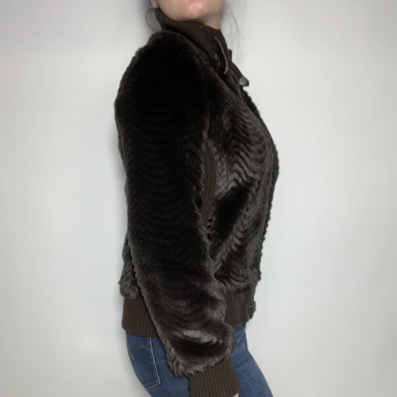 Vintage y2k John Richmond real leather and faux fur cropped brown bomber jacket