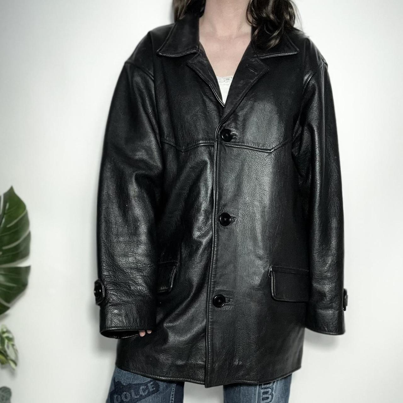 Vintage 90s black oversized leather blazer jacket