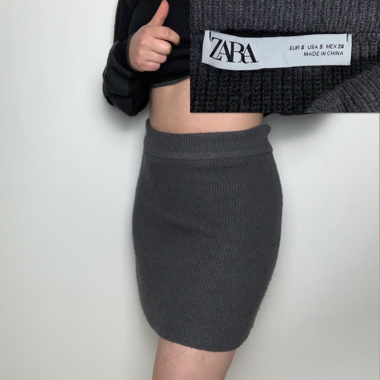 Zara deadstock dark grey knitted bodycon mini skirt