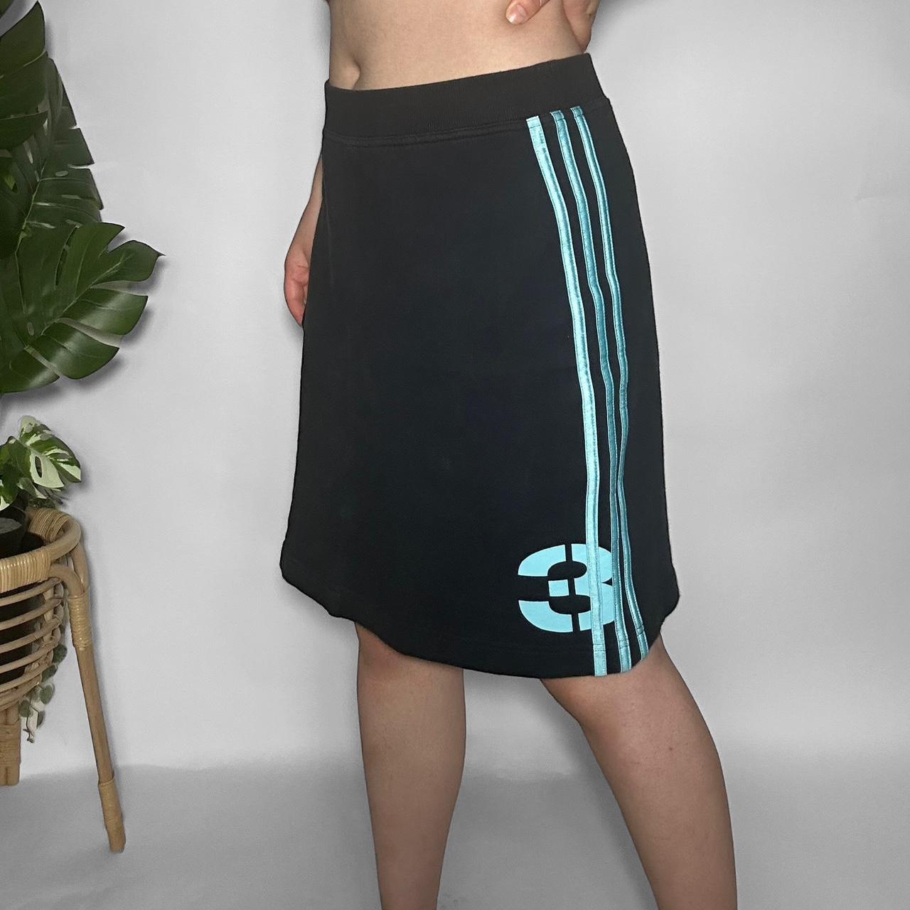 Vintage Adidas y2k knee length skirt in aqua blue and navy