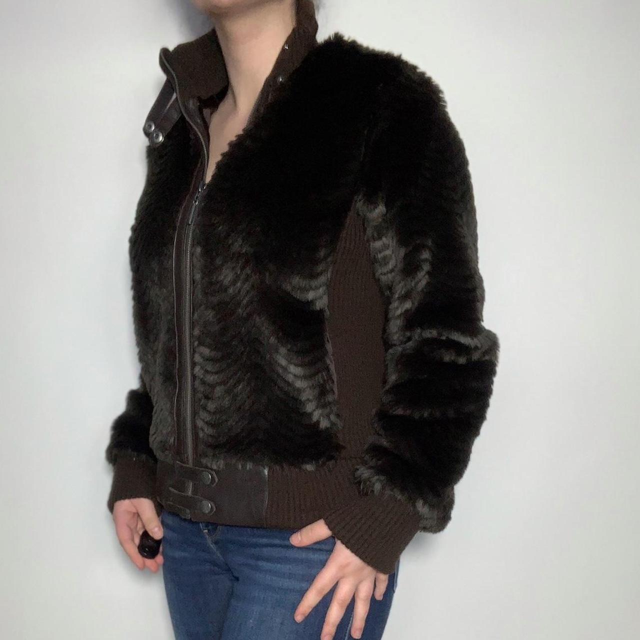 Vintage y2k John Richmond real leather and faux fur cropped brown