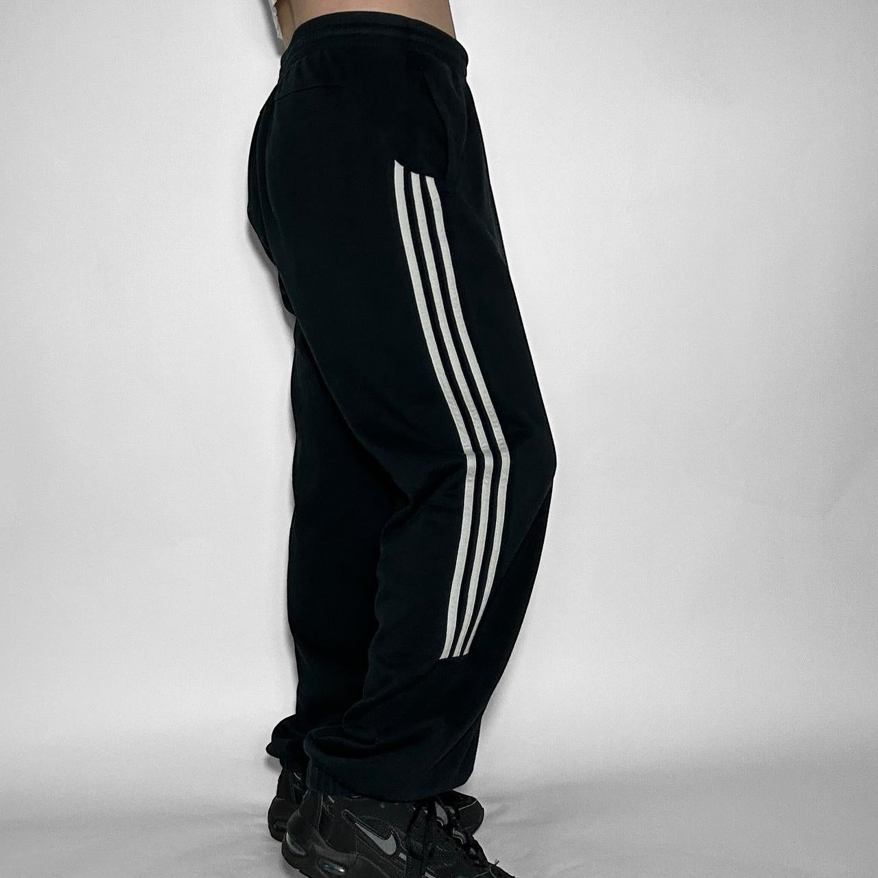 Vintage Adidas unisex black and white 90s baggy track pants