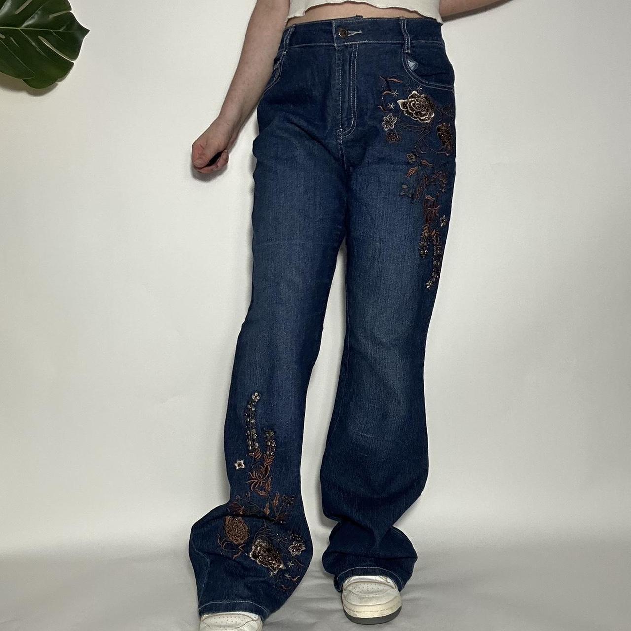 Vintage 90s embroidered floral bootcut jeans