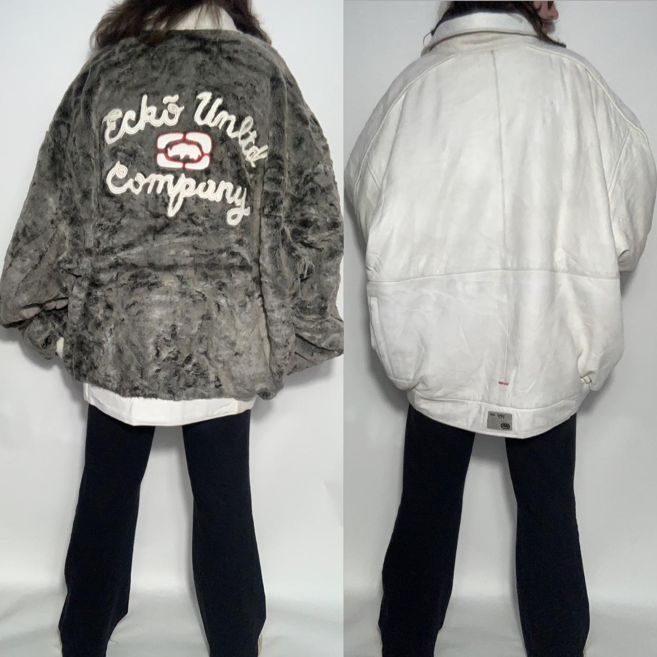 Vintage 90s Ecko Unlimited reversible furry leather bomber jacket