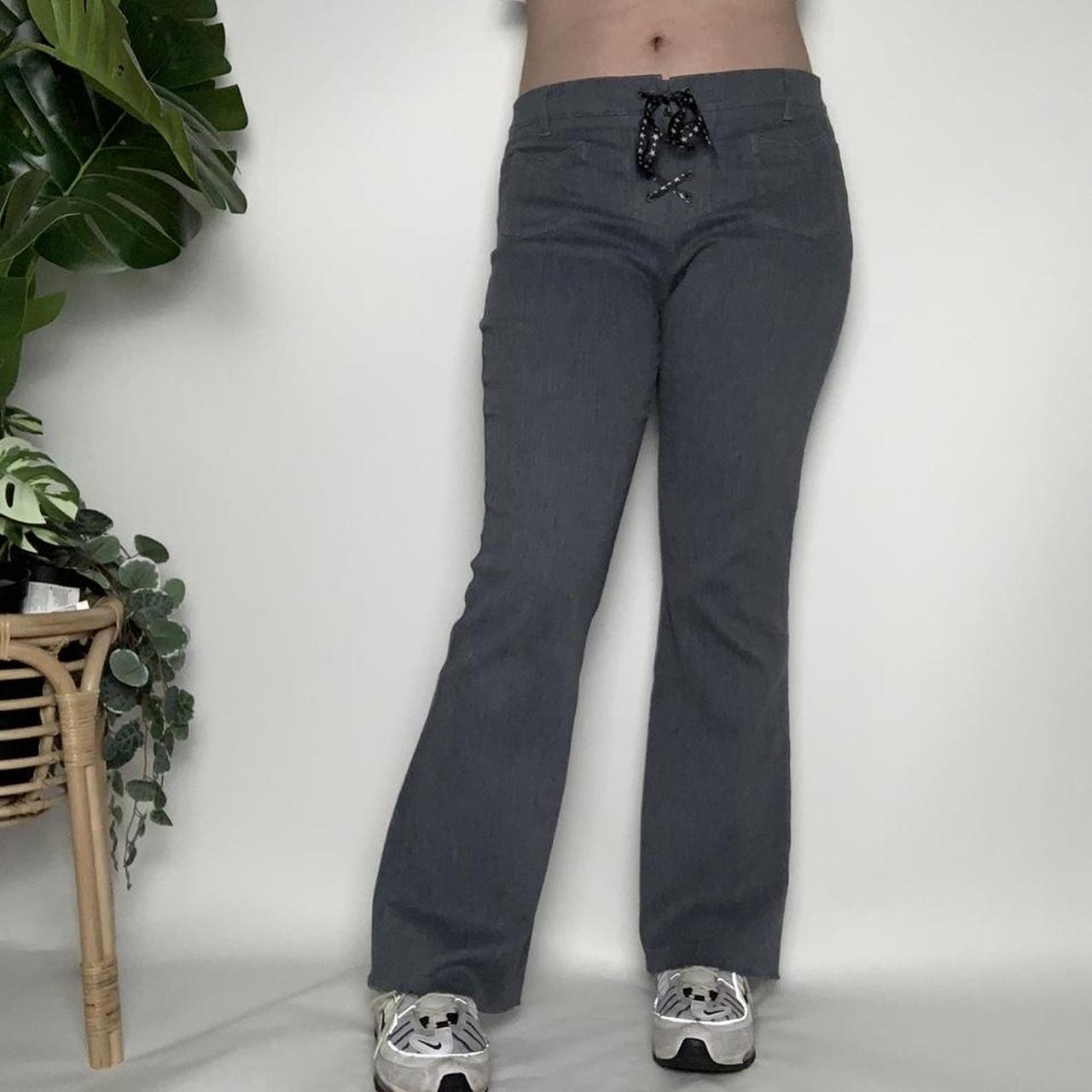 Vintage y2k low waisted grey flared lace-up trousers