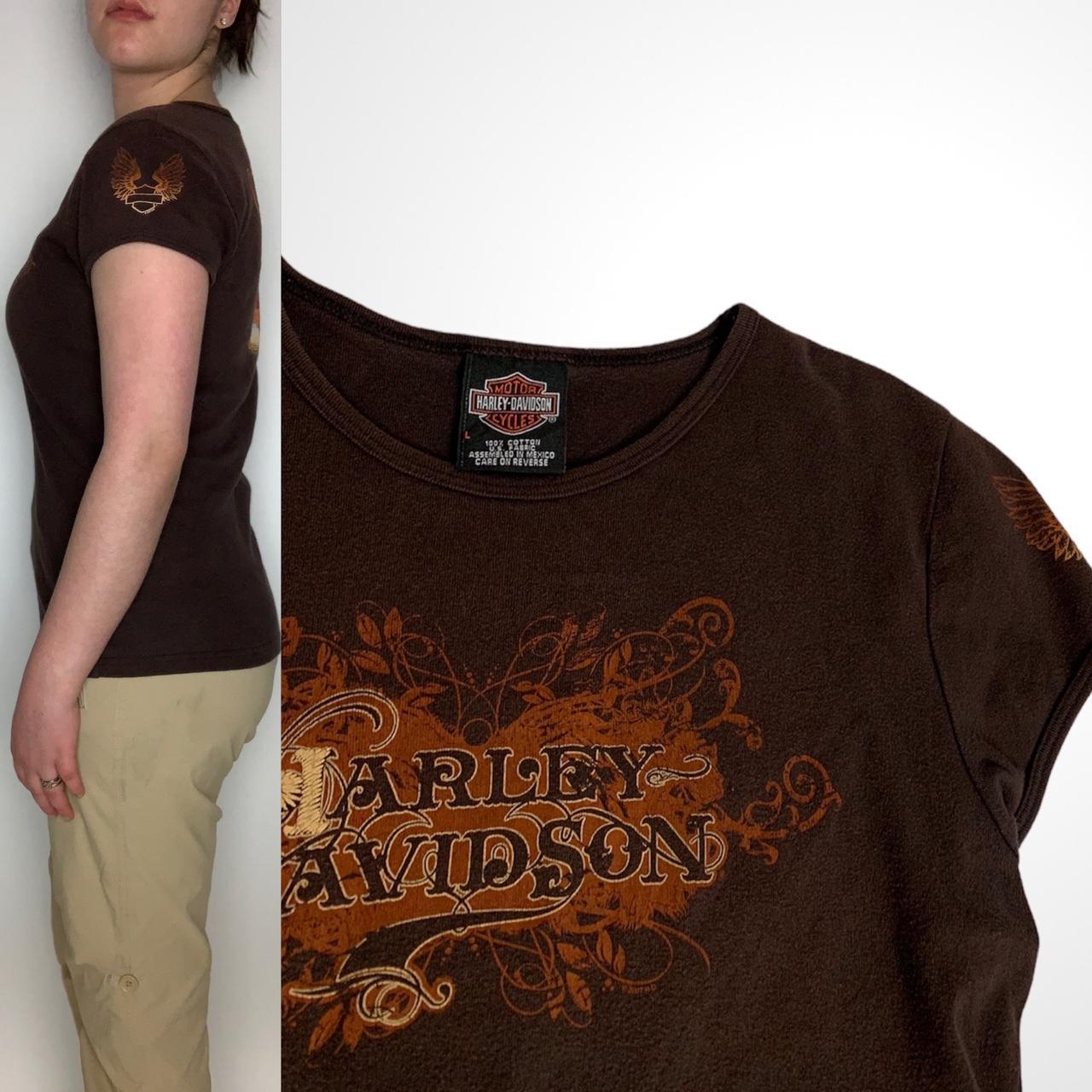 Harley Davidson vintage brown t-shirt with palm beach print