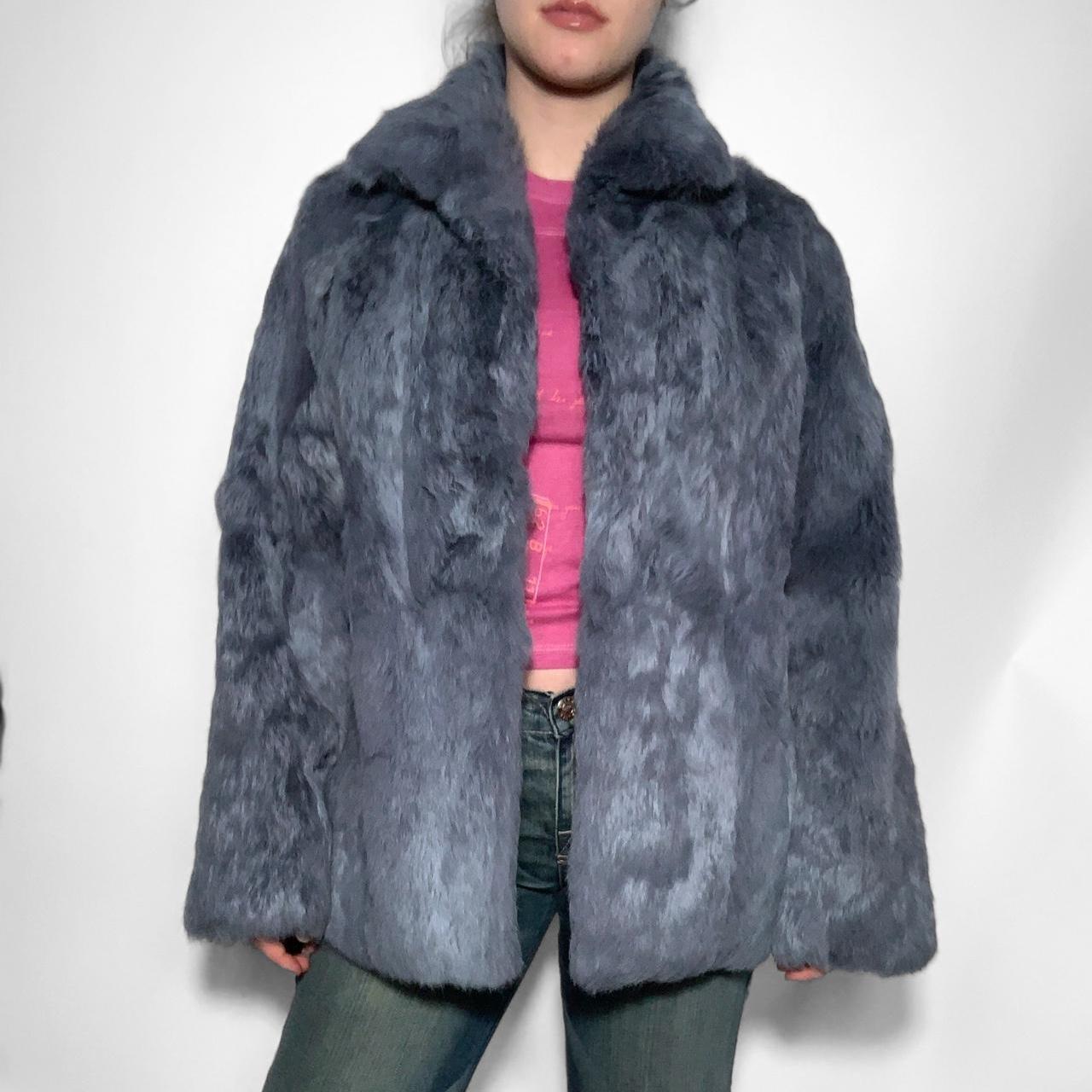 Deadstock vintage y2k purple fluffy real fur coat