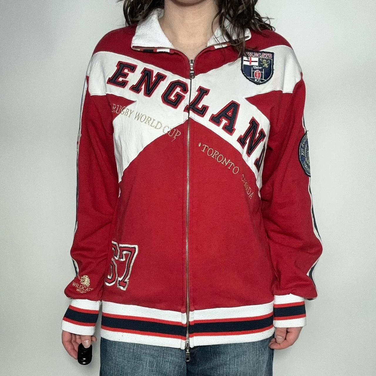 Vintage 90s England Rugby World Cup Toronto red zip-up jacket