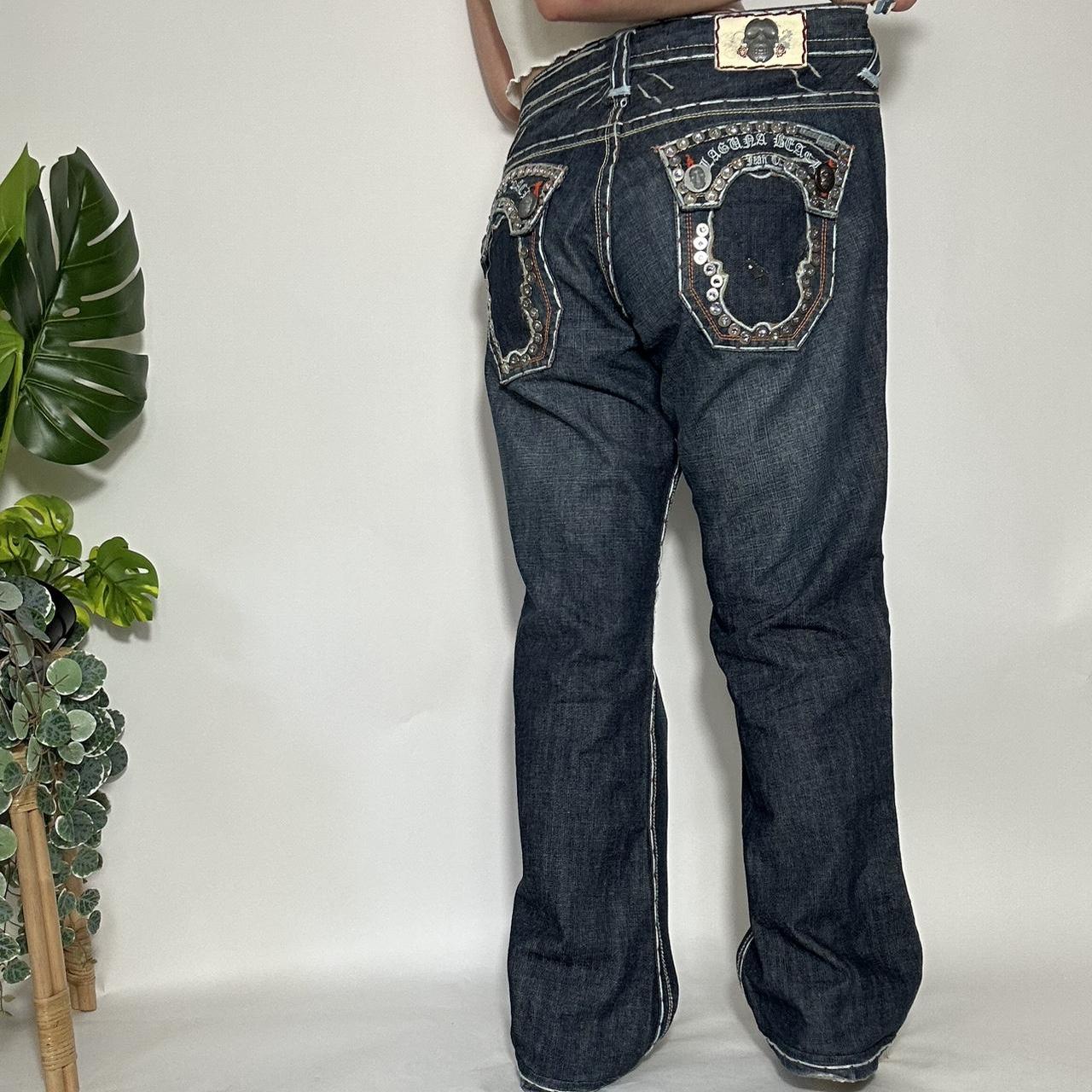 Vintage limited edition distressed y2k dark wash bootcut jeans