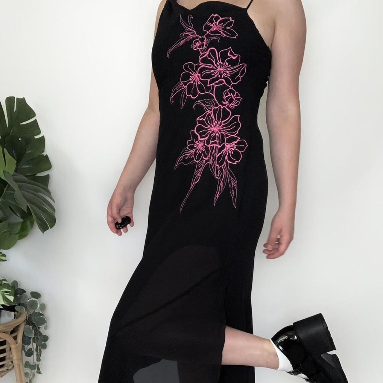HOLIDAY HEATWAVE 🌴 Vintage y2k asymmetrical Bay black/pink maxi evening dress