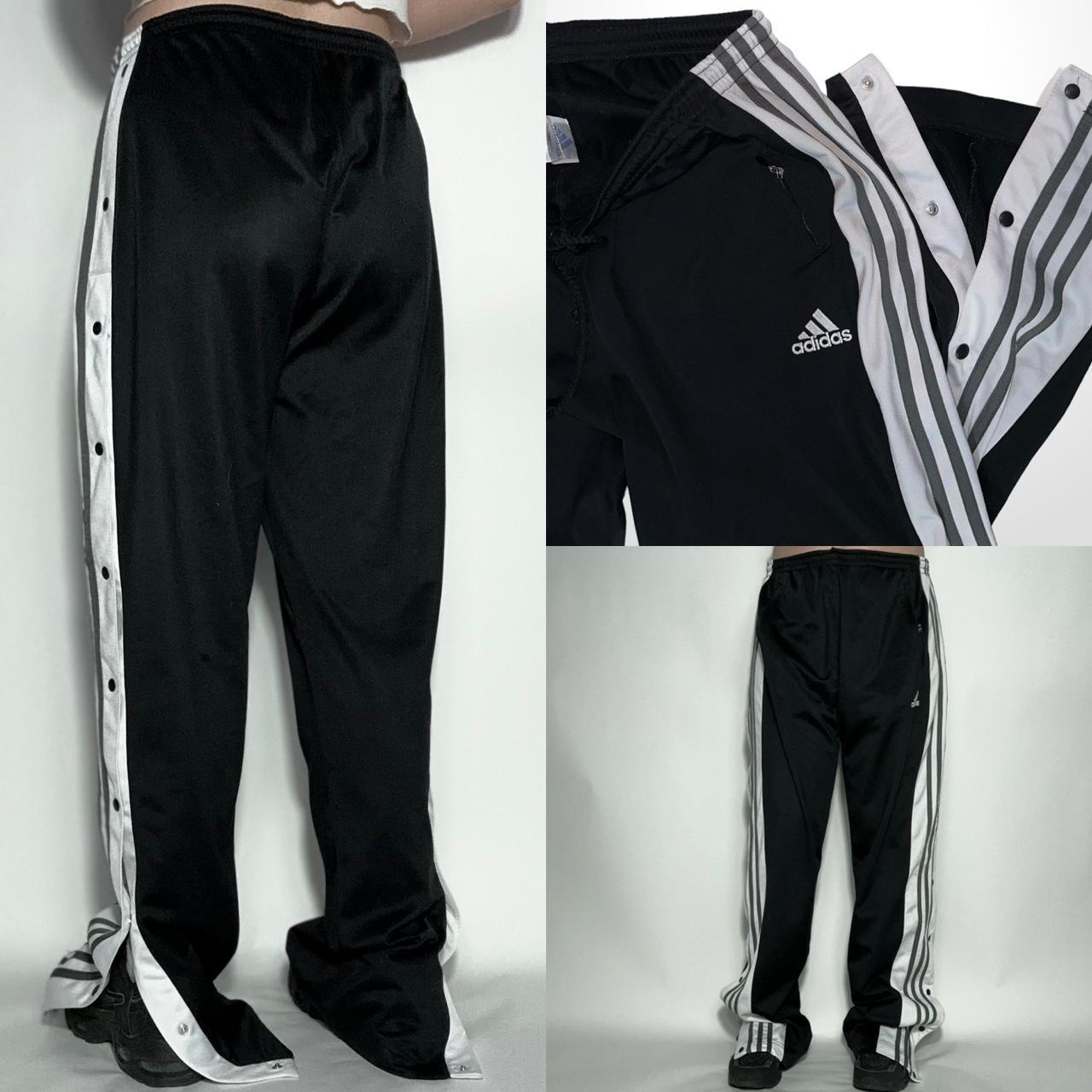 Vintage Adidas 90s Cotton Track Pants Black White 3 Stripe Sz M  eBay