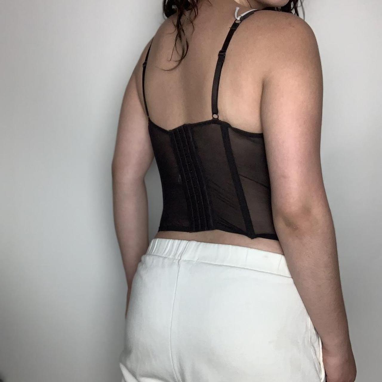 Y2K COOL GIRL 🧞‍♀️ vintage y2k brown corset top with mesh panel