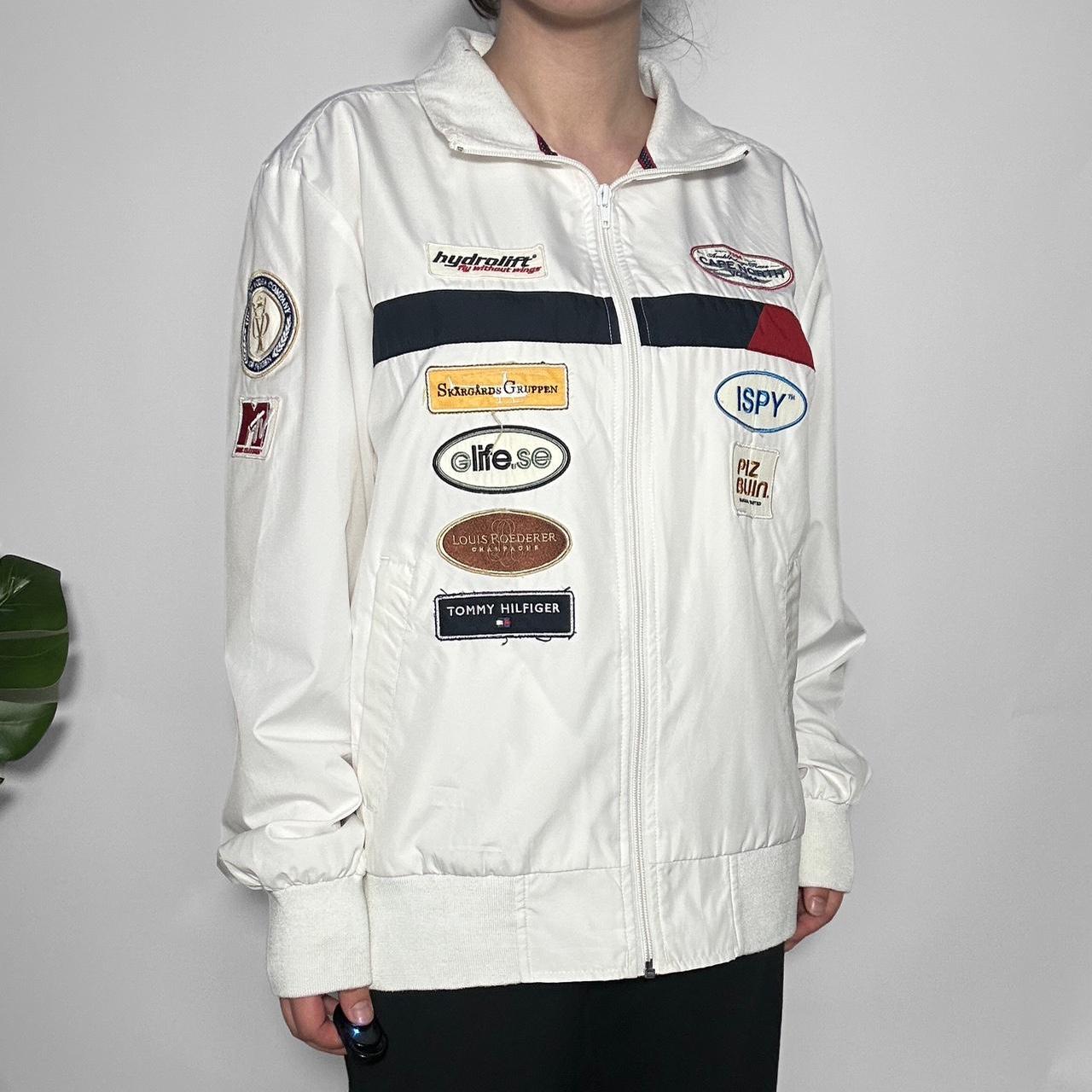 Vintage 90s Y2k Tommy Hilfiger white badge racing jacket