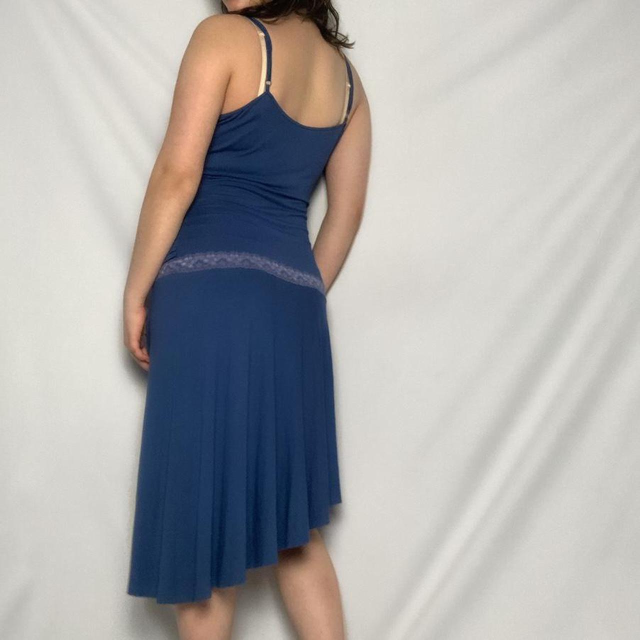 Vintage deadstock y2k asymmetrical blue ruched maxi dress