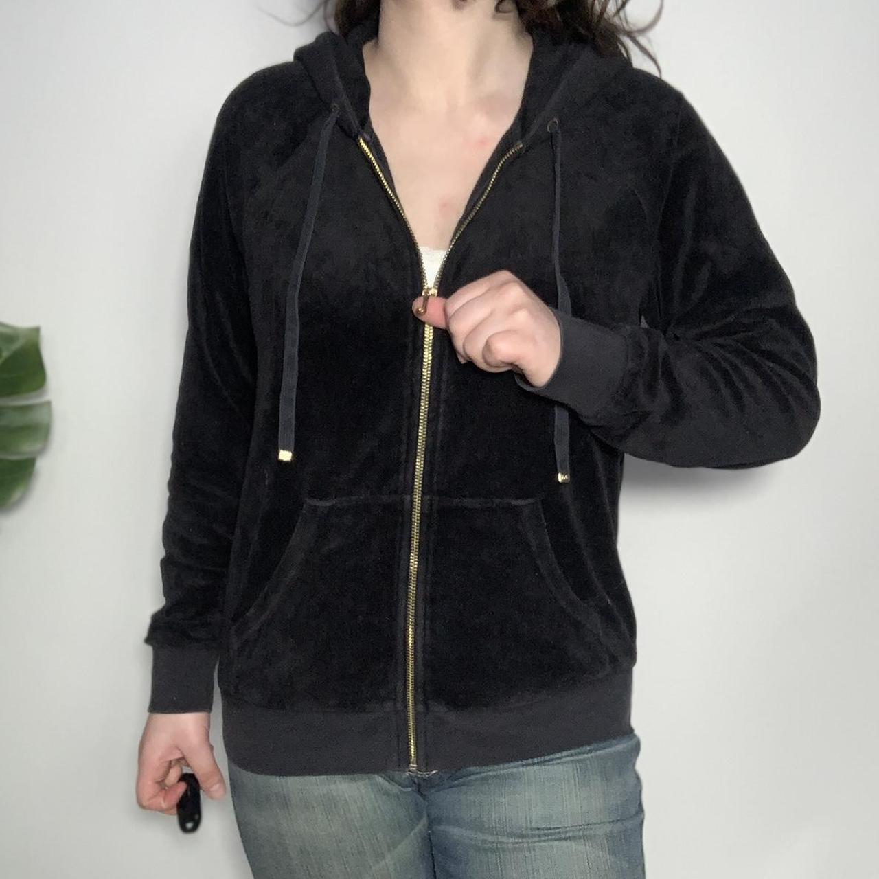 Vintage y2k Juicy Couture black velour zip up hoodie