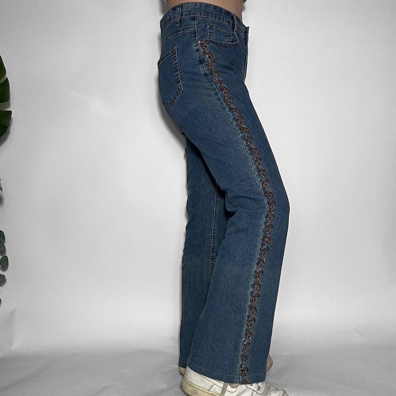 Vintage COS y2k flared denim jeans with paisley embroidery