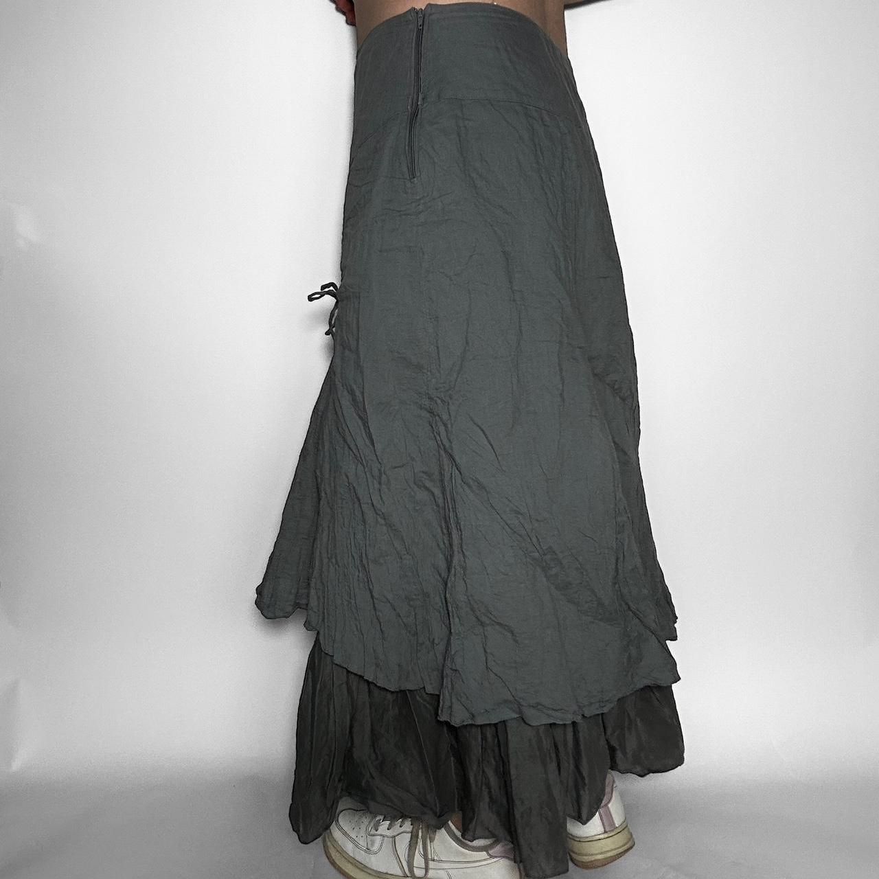 Vintage y2k grey fairycore asymmetrical flowy layered maxi skirt