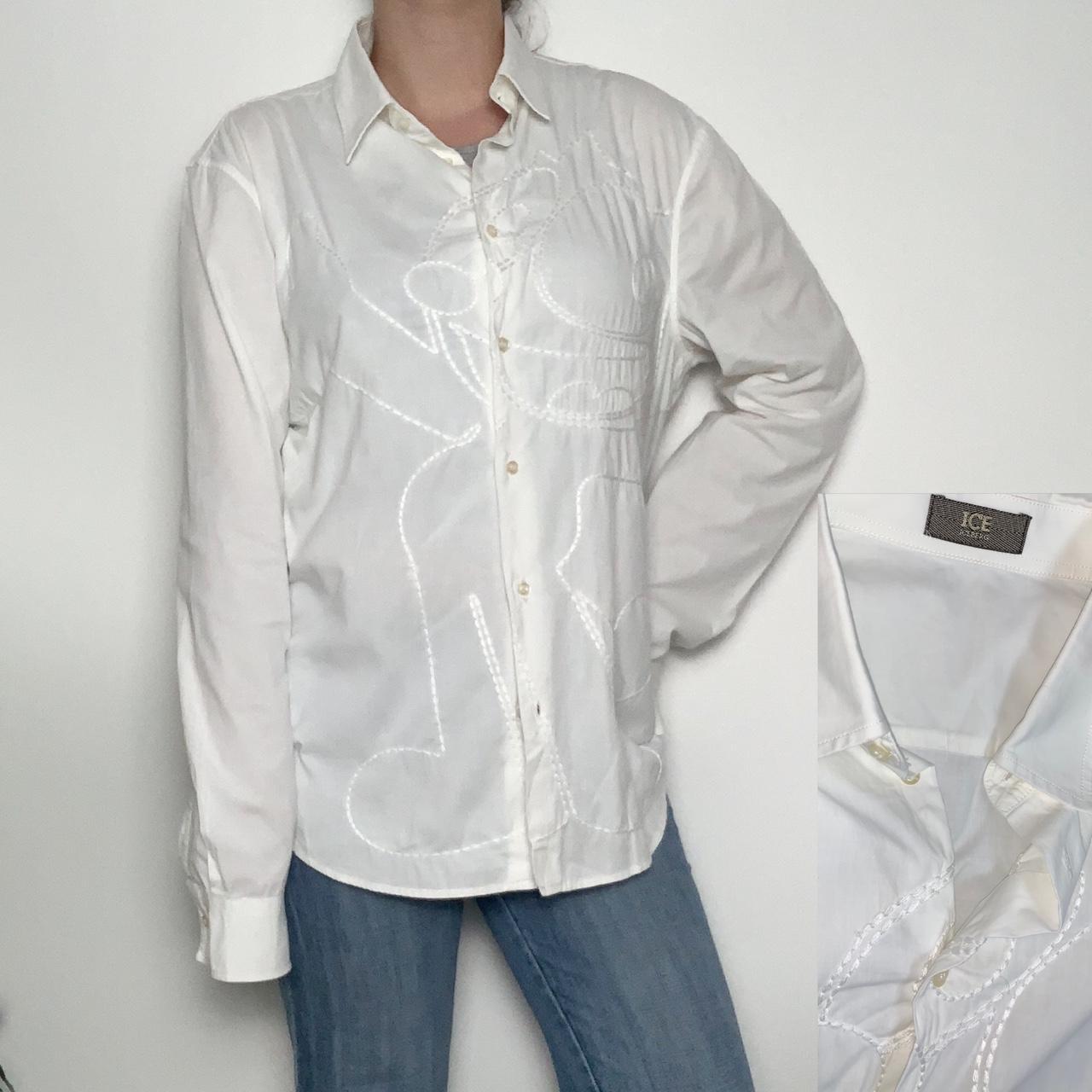 Vintage y2k Iceberg white button-up linen shirt