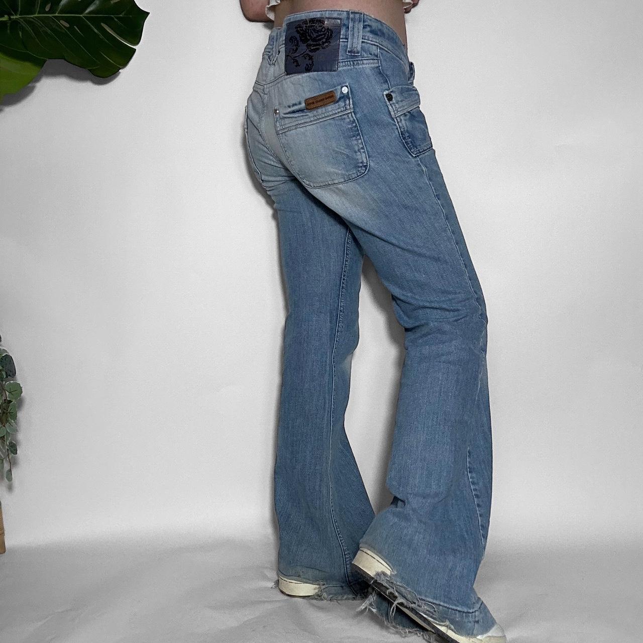 Vintage old label River Island y2k low waisted light wash flared jeans