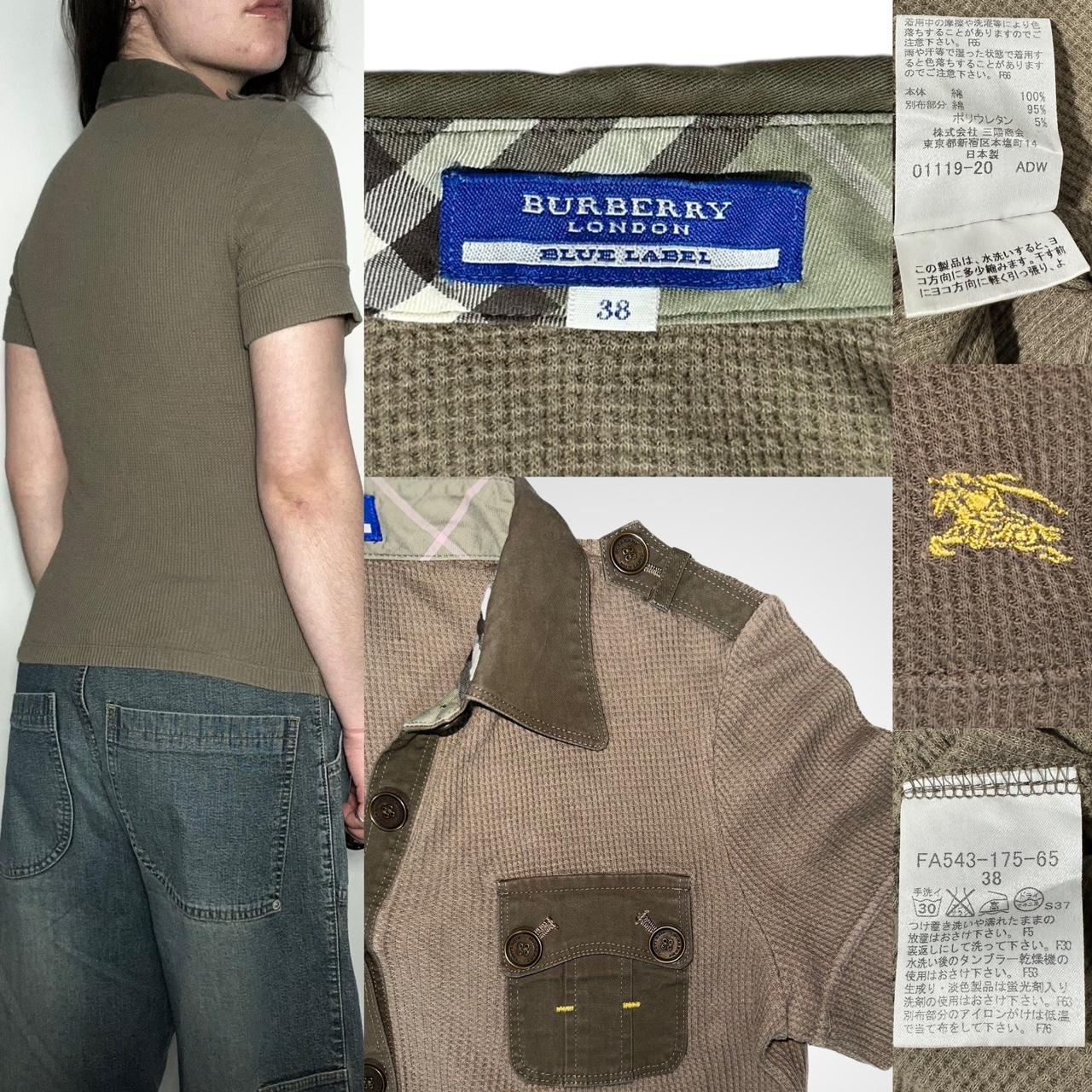 Vintage 90s Burberry rare Blue Label khaki polo shirt