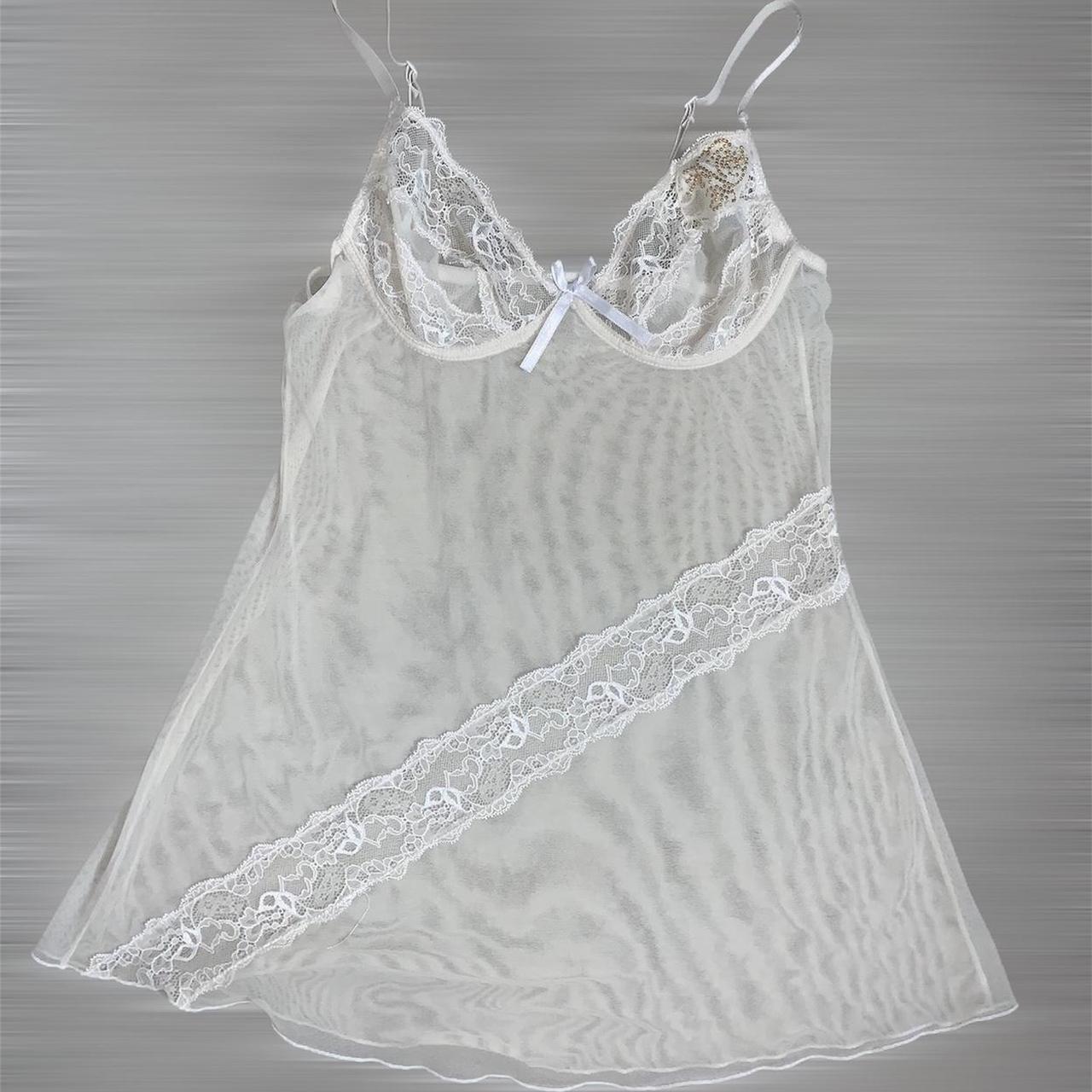 Vintage 90s white mesh lace fairycore slip lingerie dress